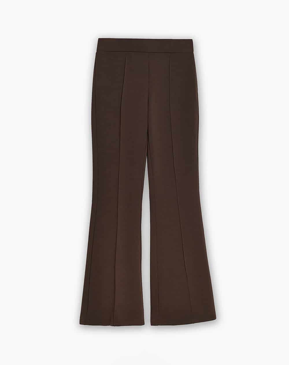 Pantalón tiro medio bota campana chocolate mujer - miniatura 1