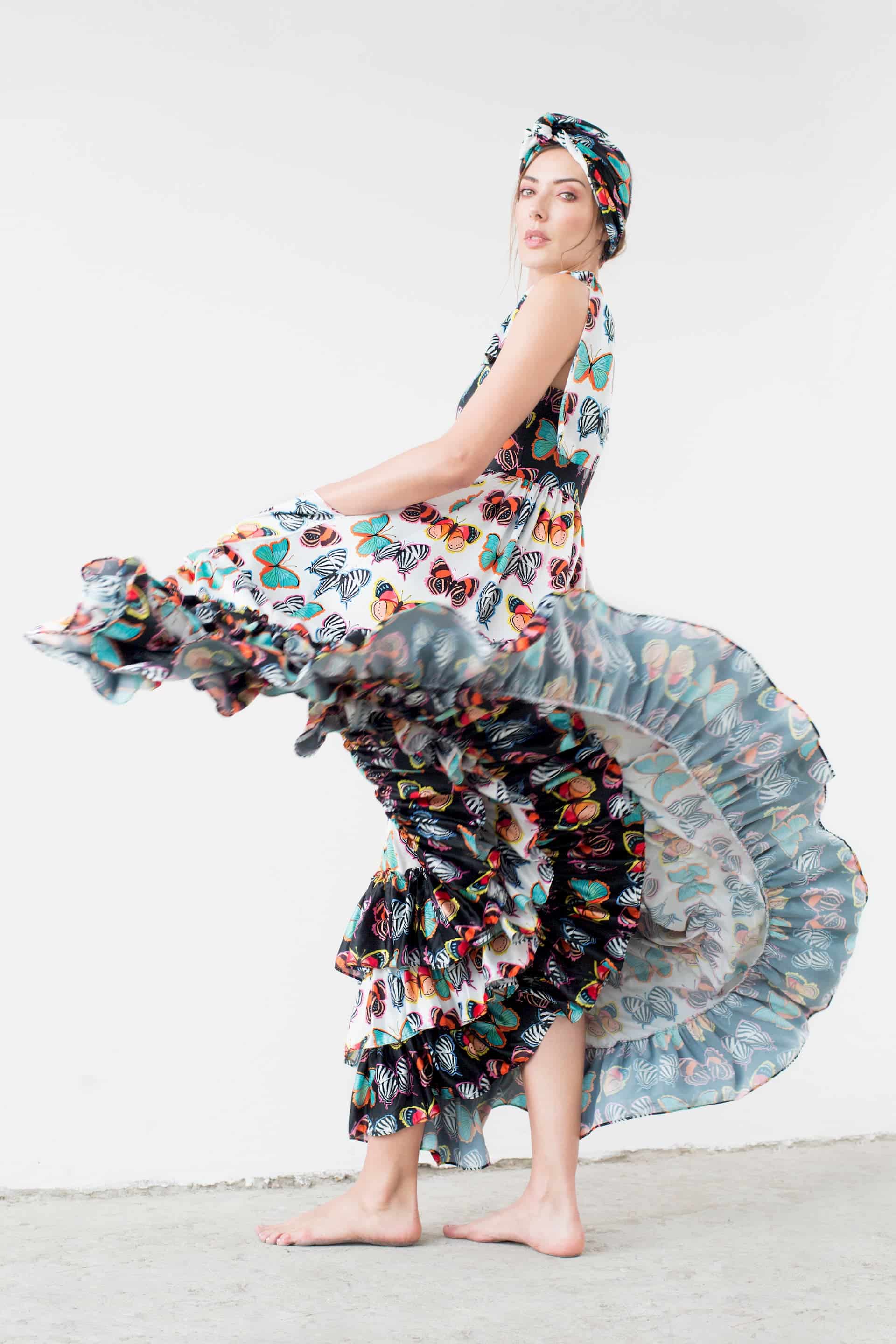Maxi Vestido Tierra de Mariposas Blanco - miniatura 4