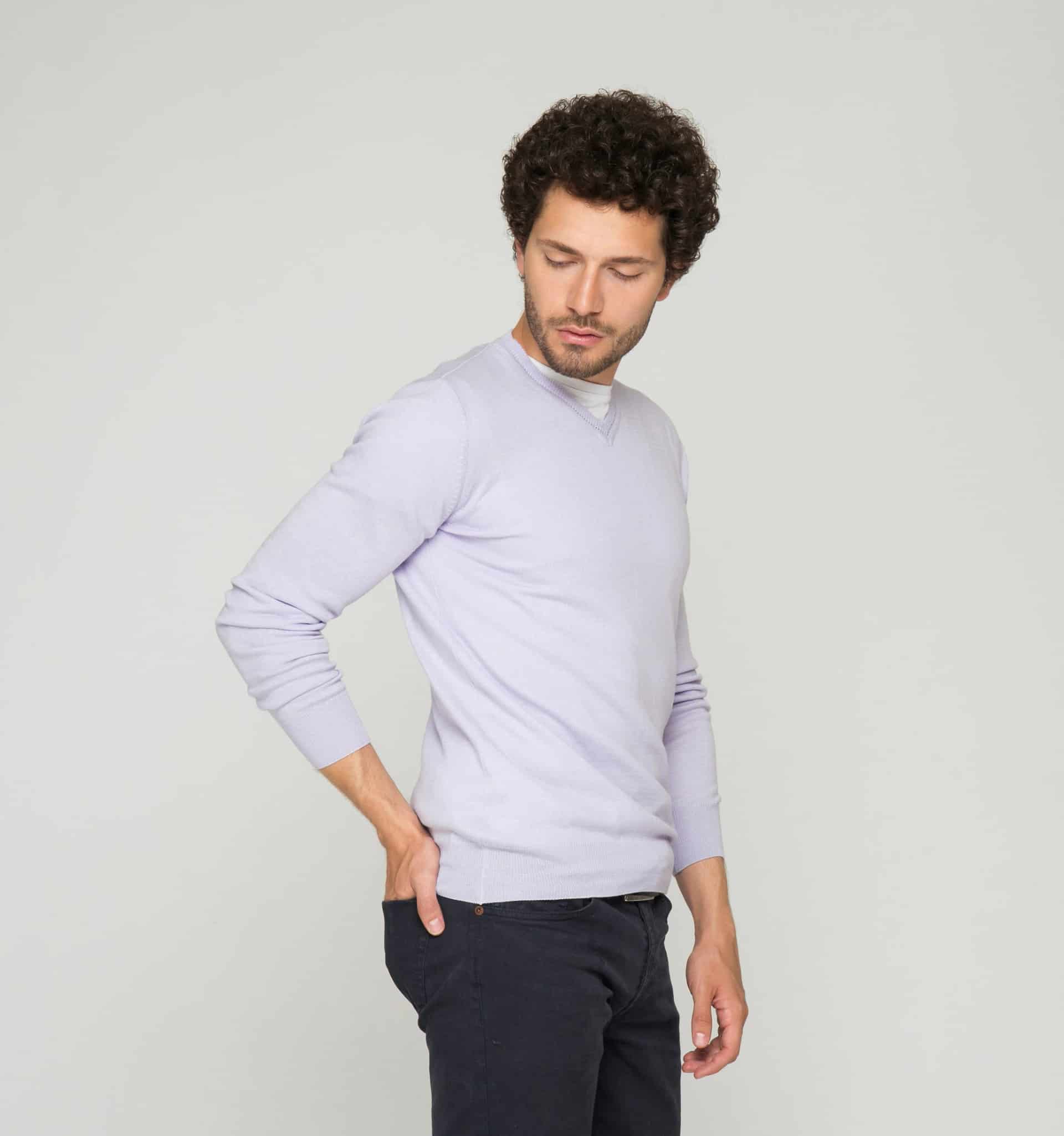 Saco Cuello V Algodón Lila - miniatura 3
