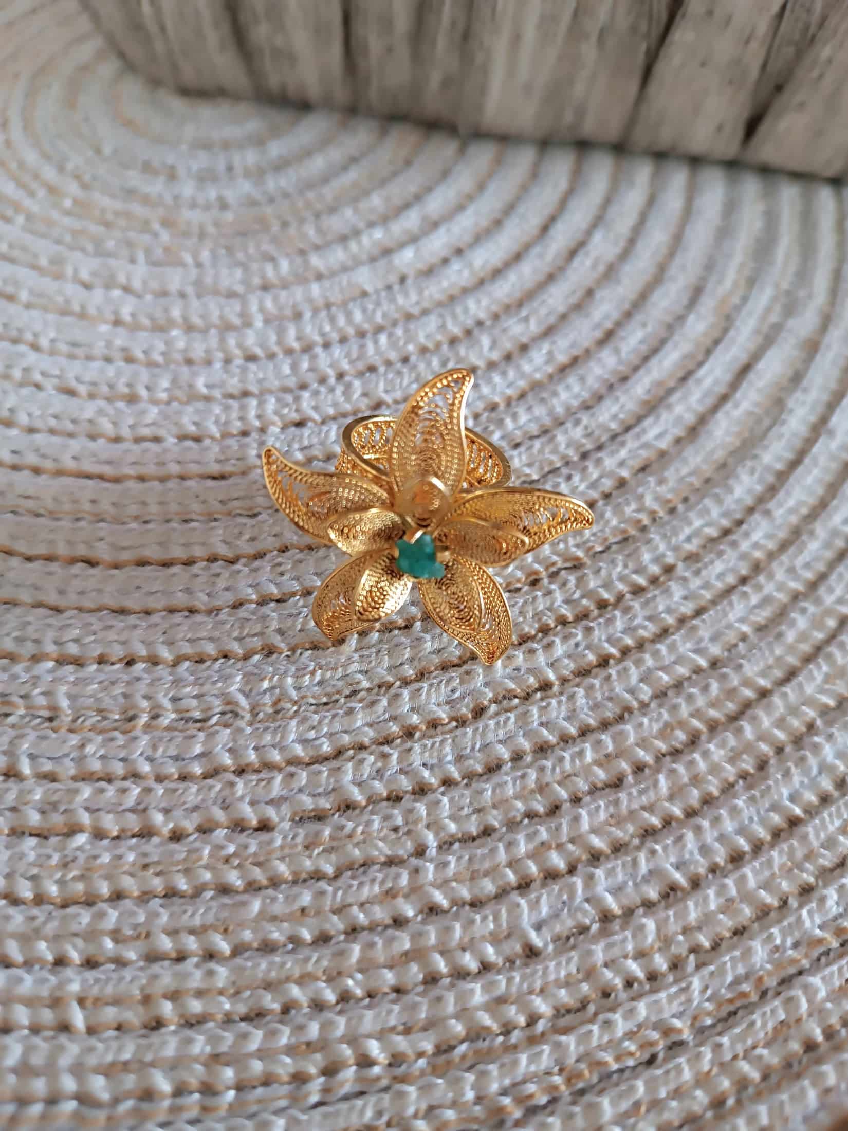 Anillo maxi en filigrana con esmeralda Andrea - miniatura 4