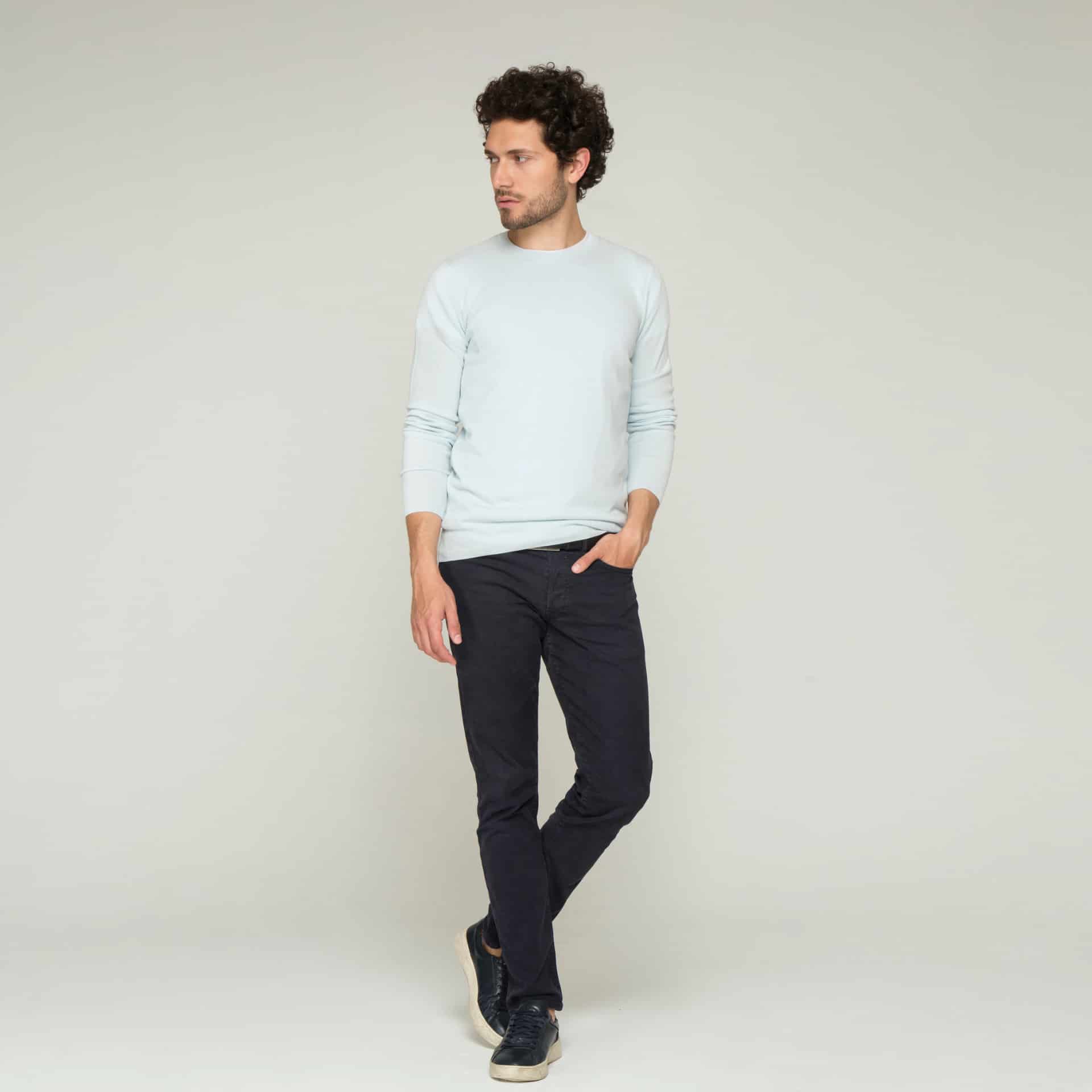 Saco Cuello Redondo Algodón Azul Cielo - miniatura 2
