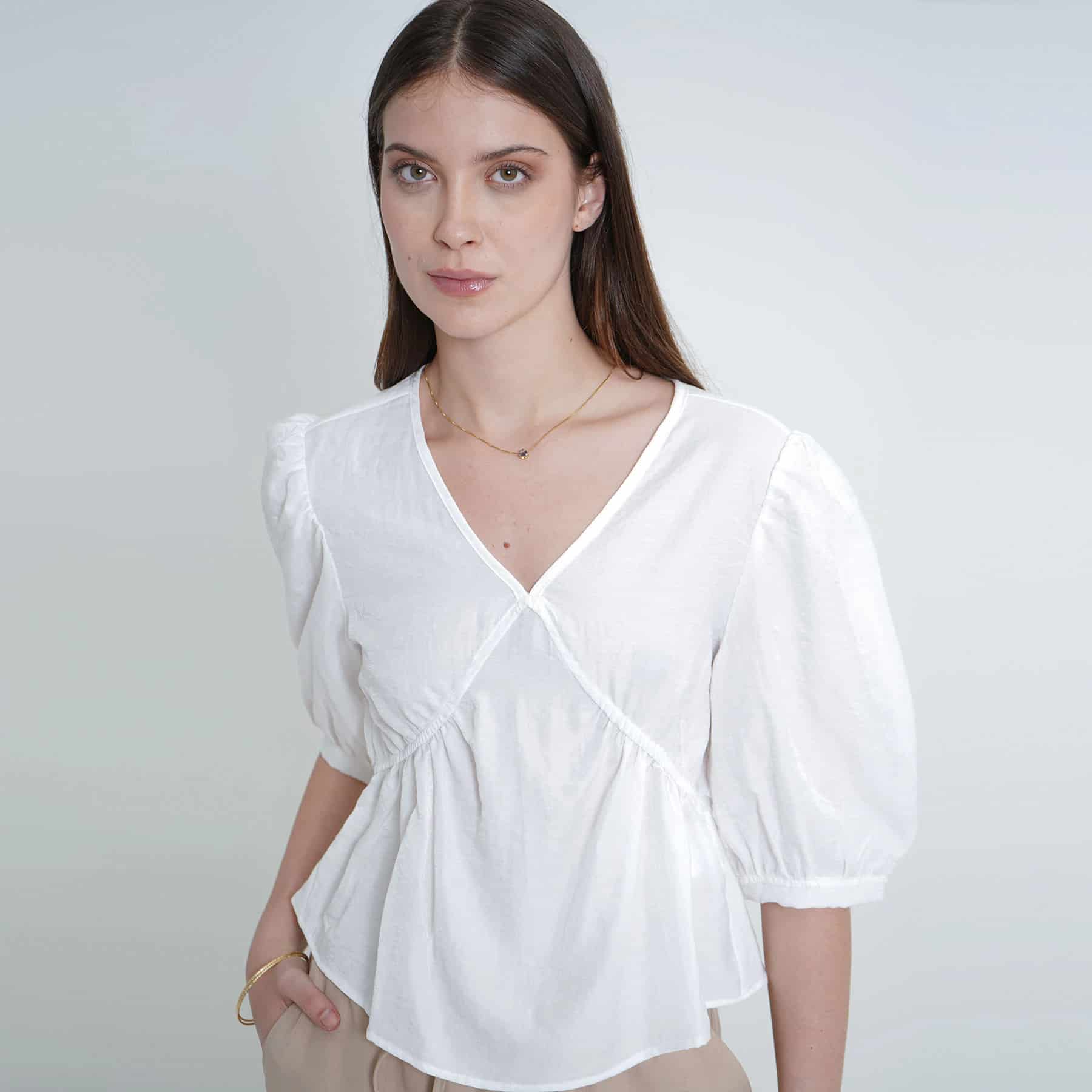 Blusa Cuello Redondo Manga 3/ Cuartos - miniatura 1