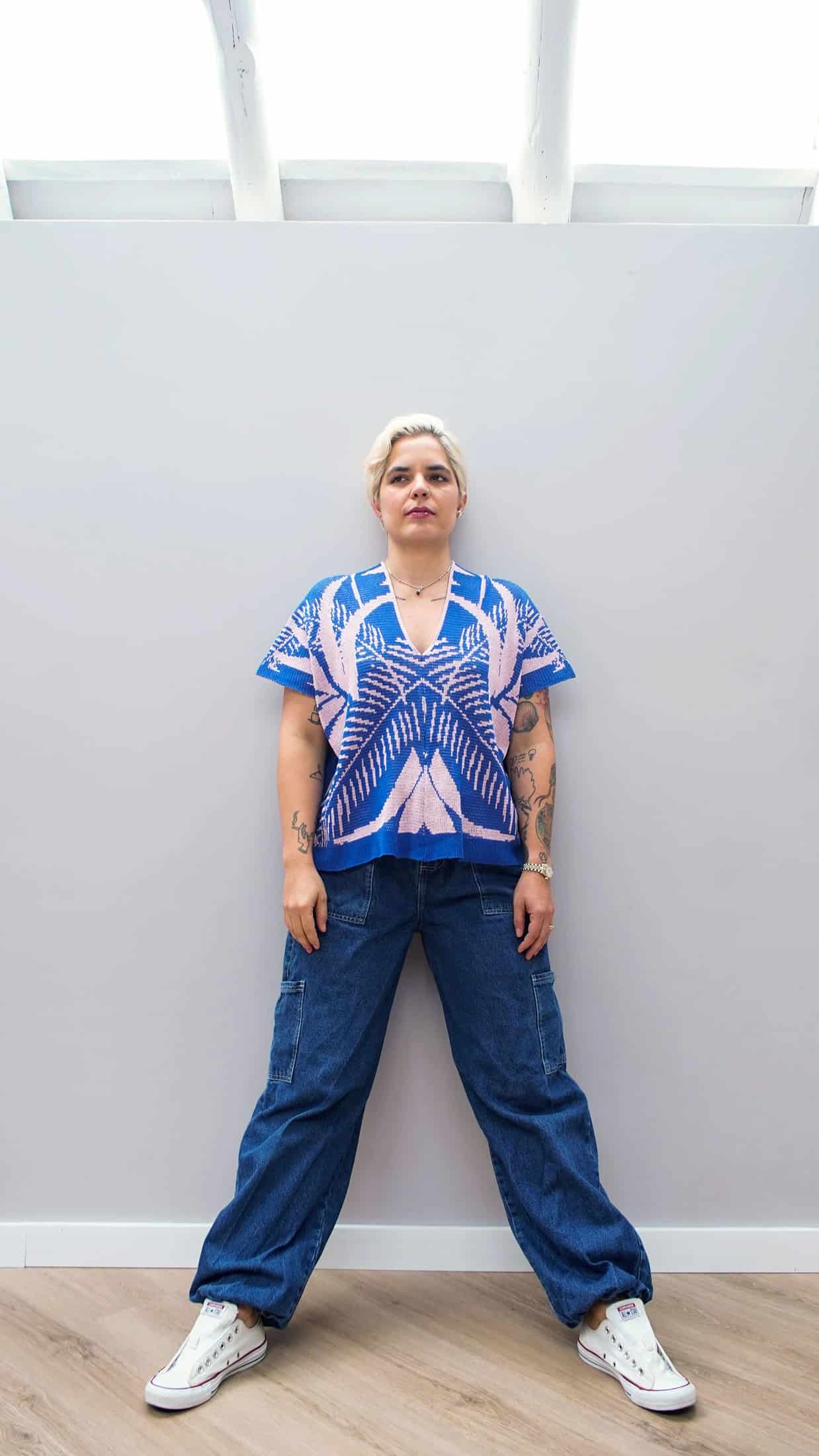 Blusa Palmas - azul rey y rosado - miniatura 2