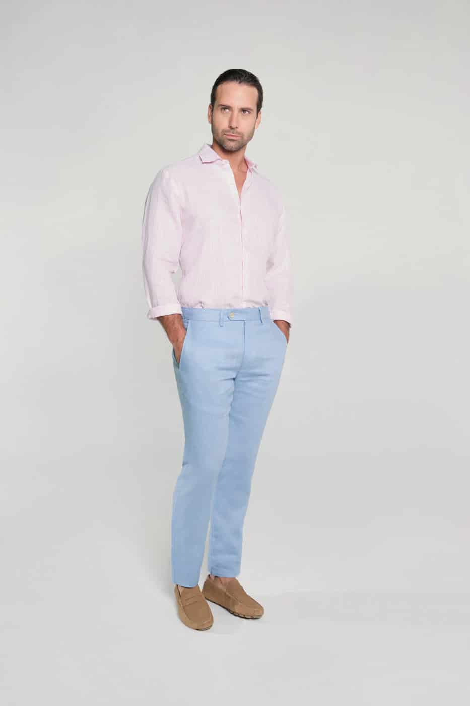 Pantalón Slim Lino Cool Blue - miniatura 2
