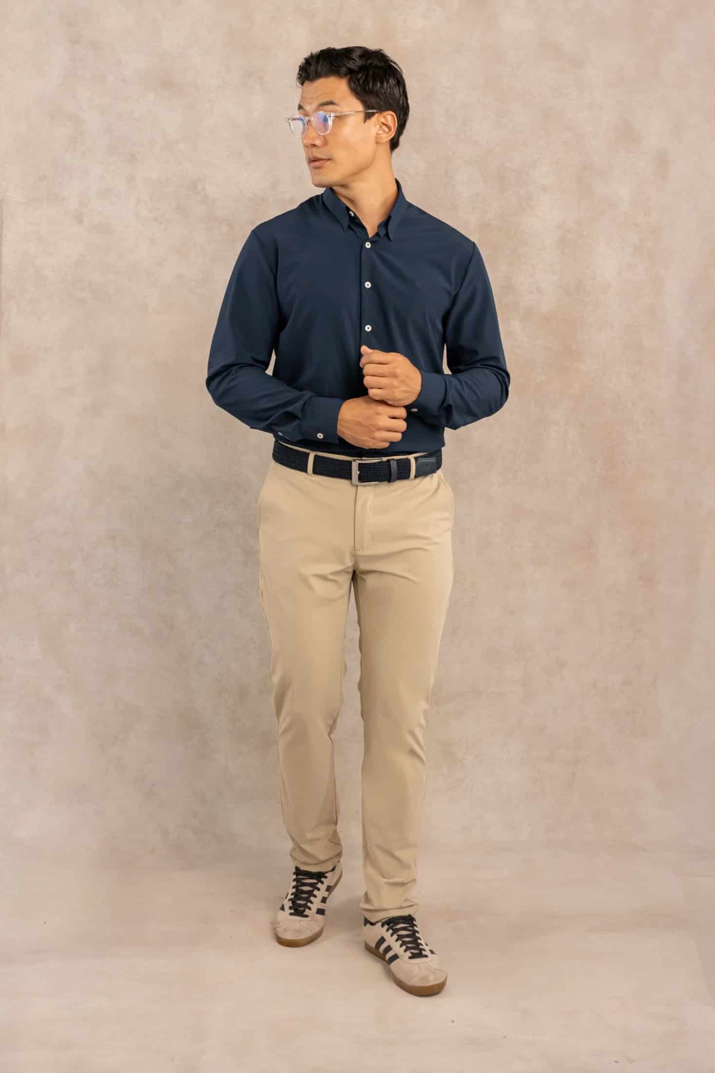 Camisa Performance Antiarrugas Azul Oscuro - miniatura 9