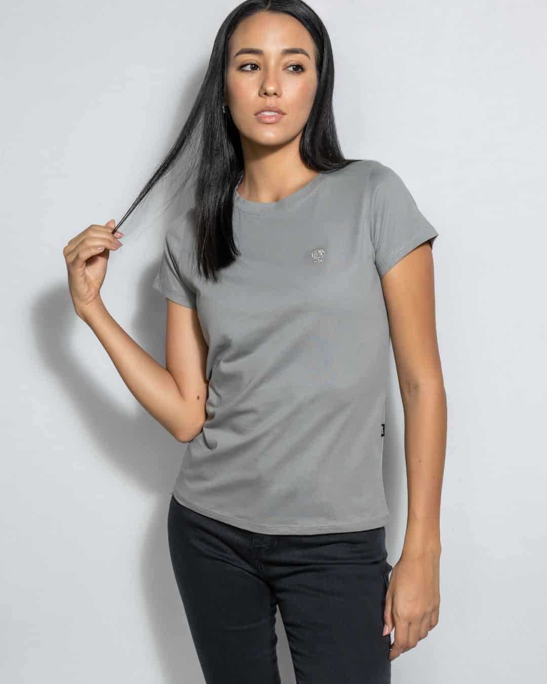 Camiseta Antimanchas de Mujer Gris logo Gris - miniatura 4