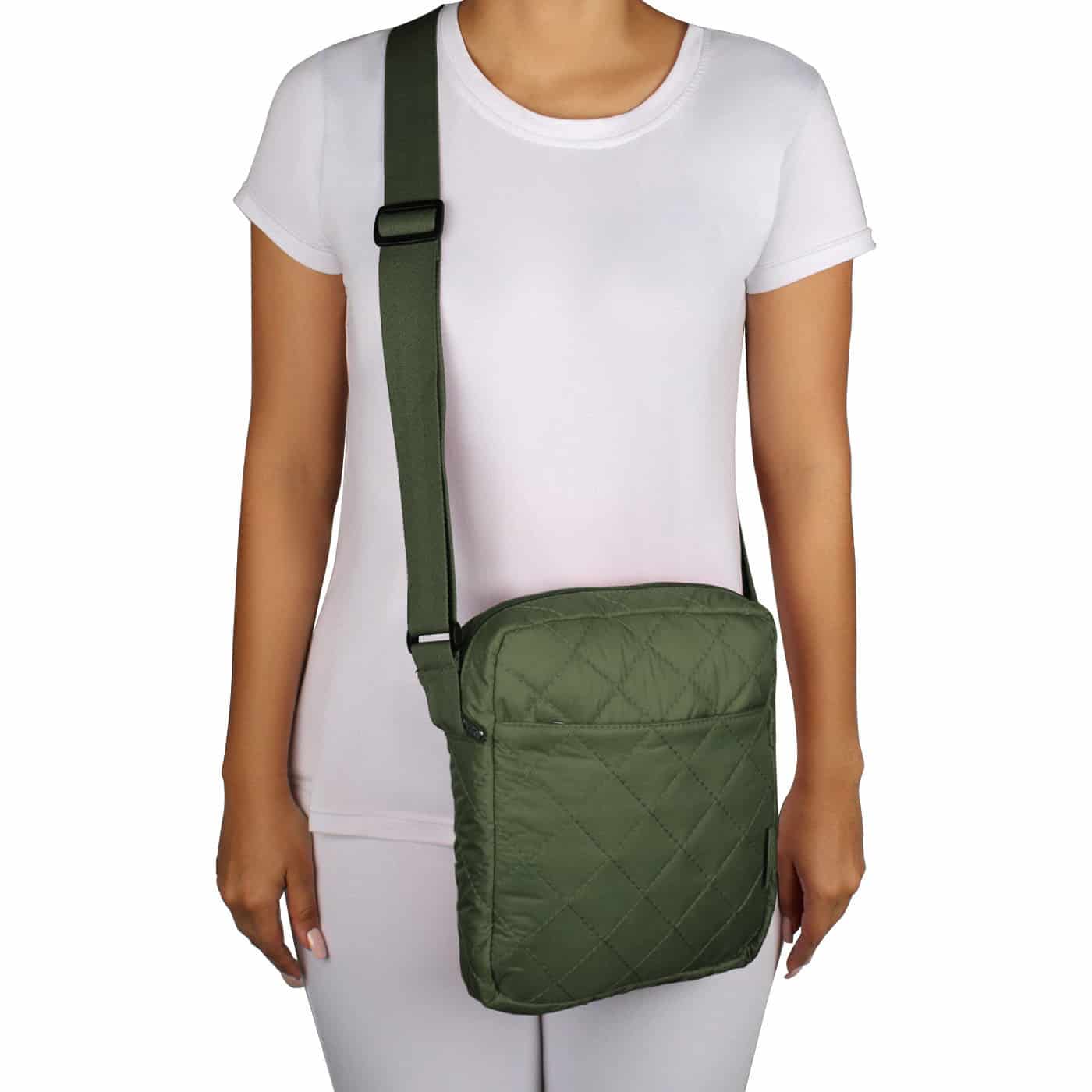 Bolso Manos Libres Viajero puffer Verde Militar - miniatura 3