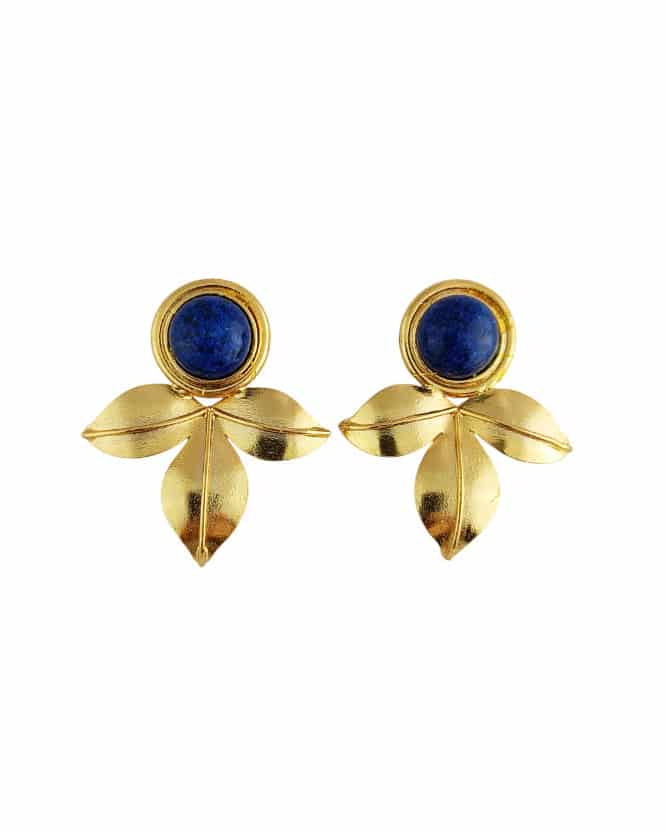 Aretes topos tres pétalos Andi piedra Lapislázuli - miniatura 1