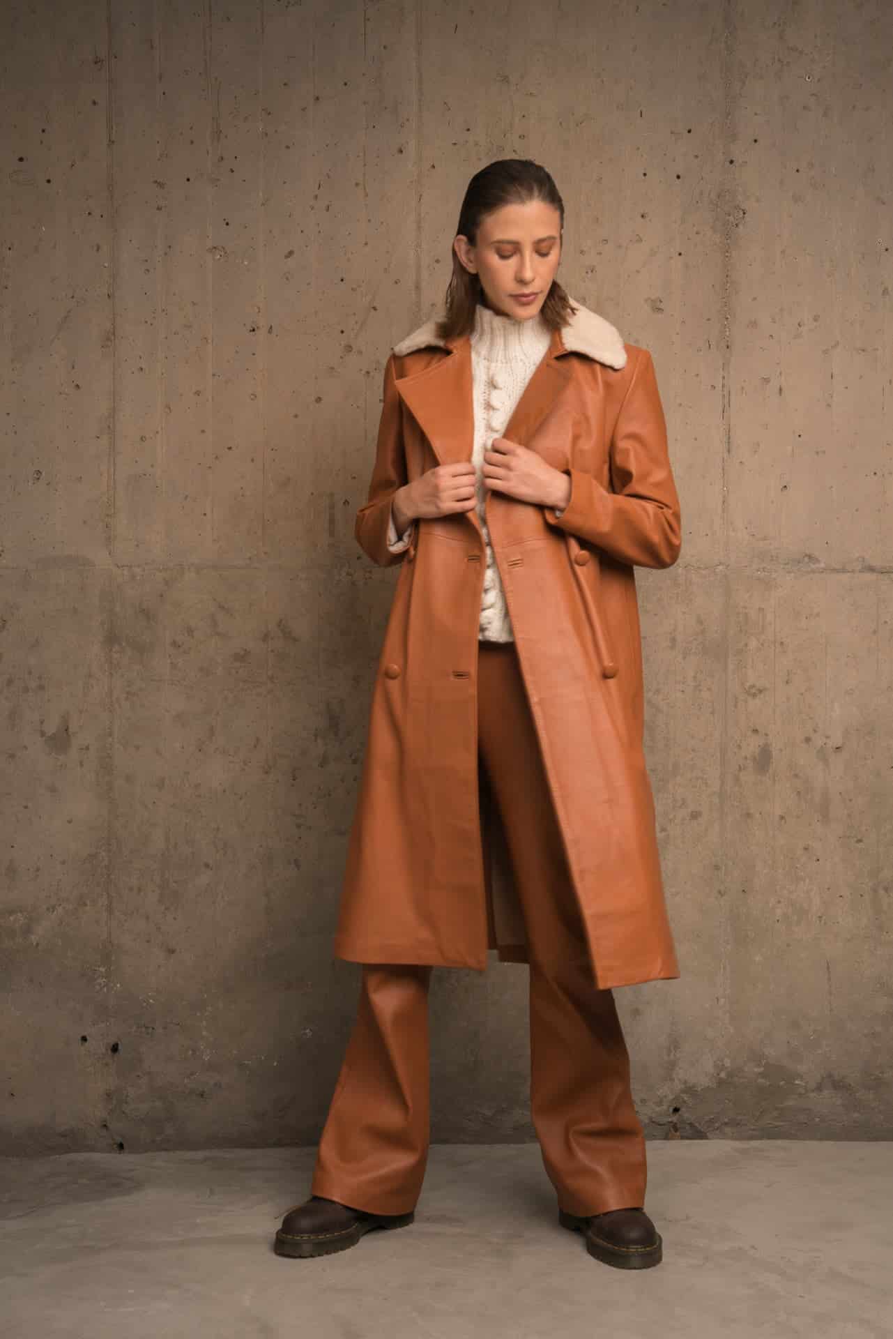 MIA MAXI SHEEPSKIN NECK TRENCH COAT - miniatura 4