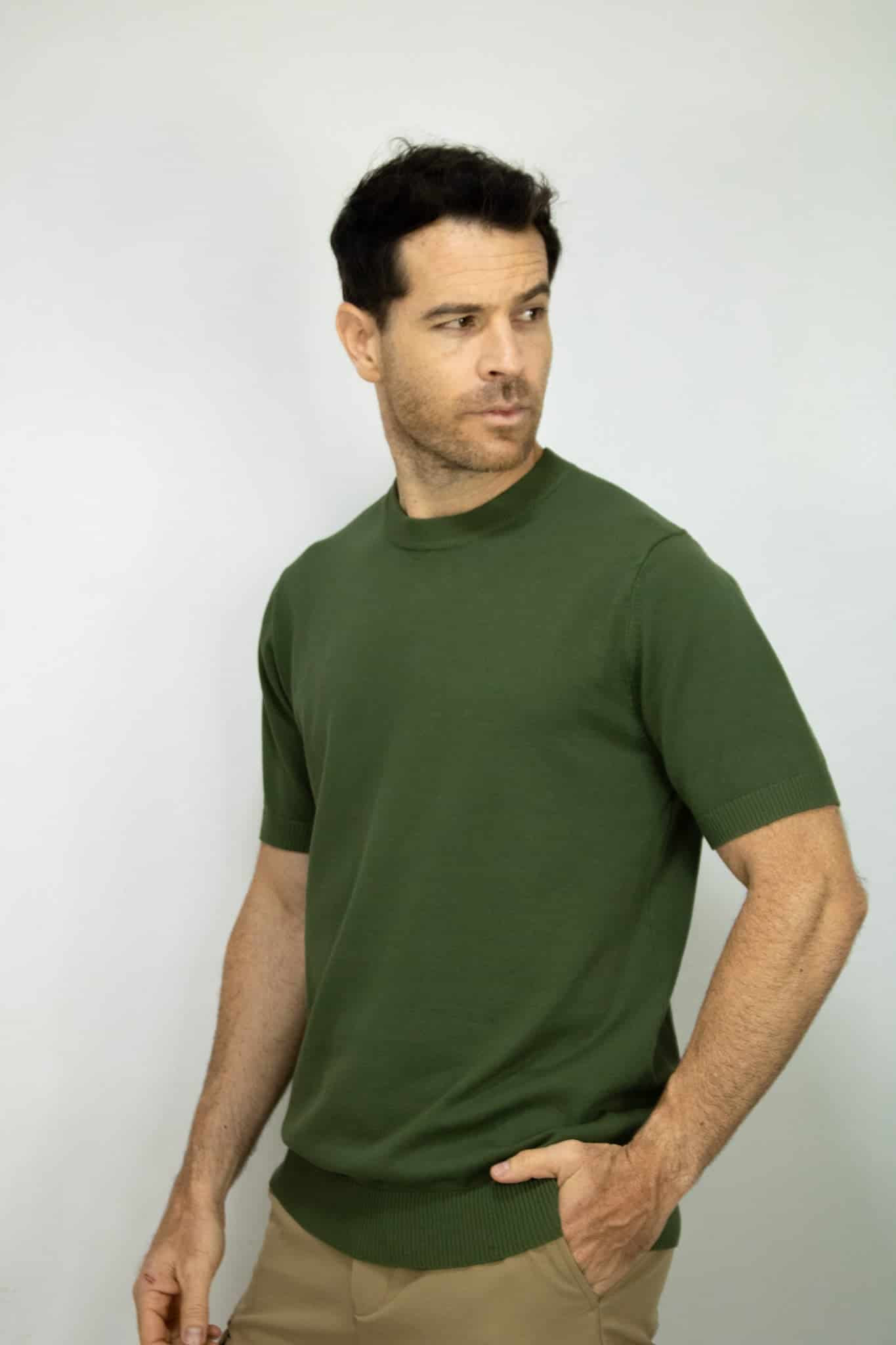 CAMISETA TEJIDA VERDE PARA HOMBRE - miniatura 2