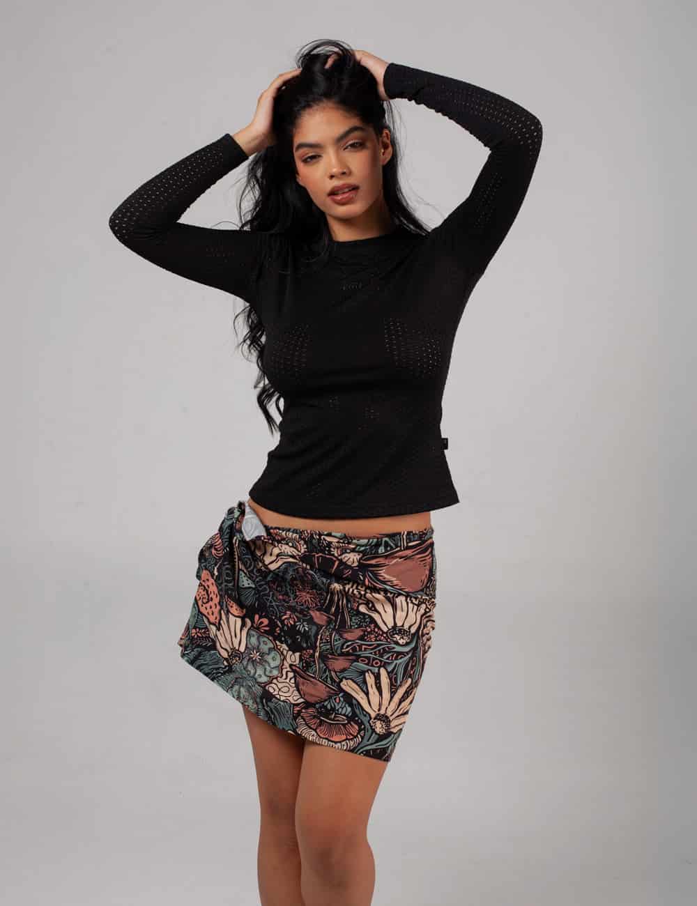 Camibuso Manga Larga PIT Negro Mujer - miniatura 3
