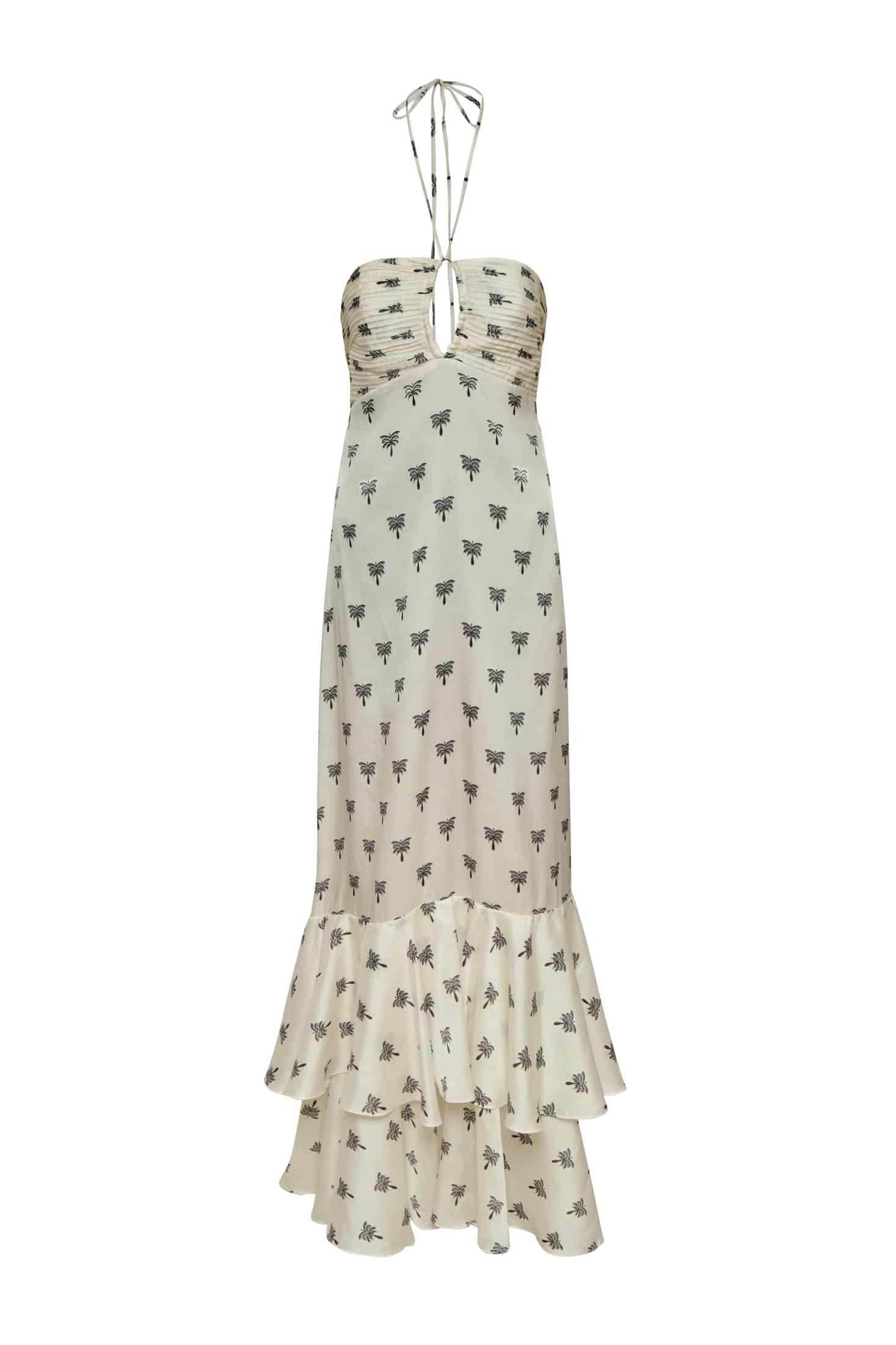 Sevillana Martellato Silk Maxi Dress / Ivory - Black Polka Palms - miniatura 1
