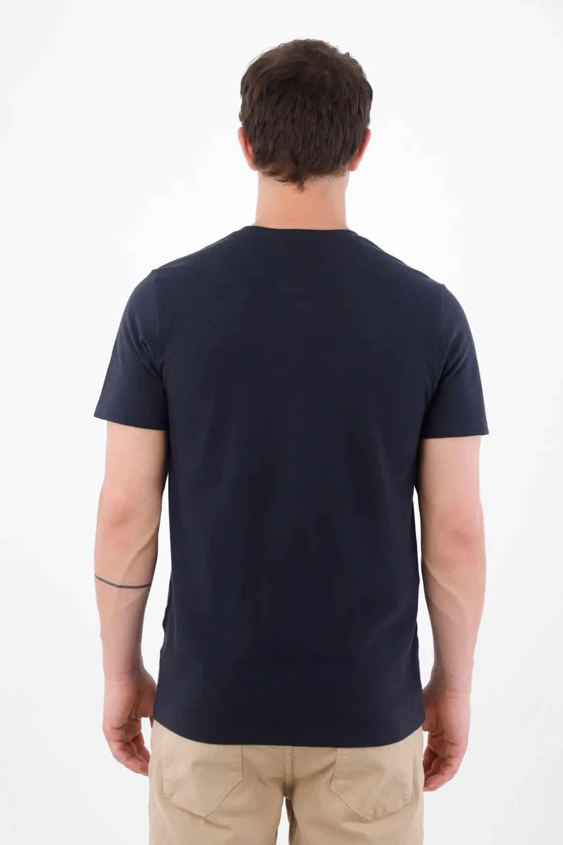 Camiseta regular fit con mini bordado en algodón azul marino para hombre - miniatura 4