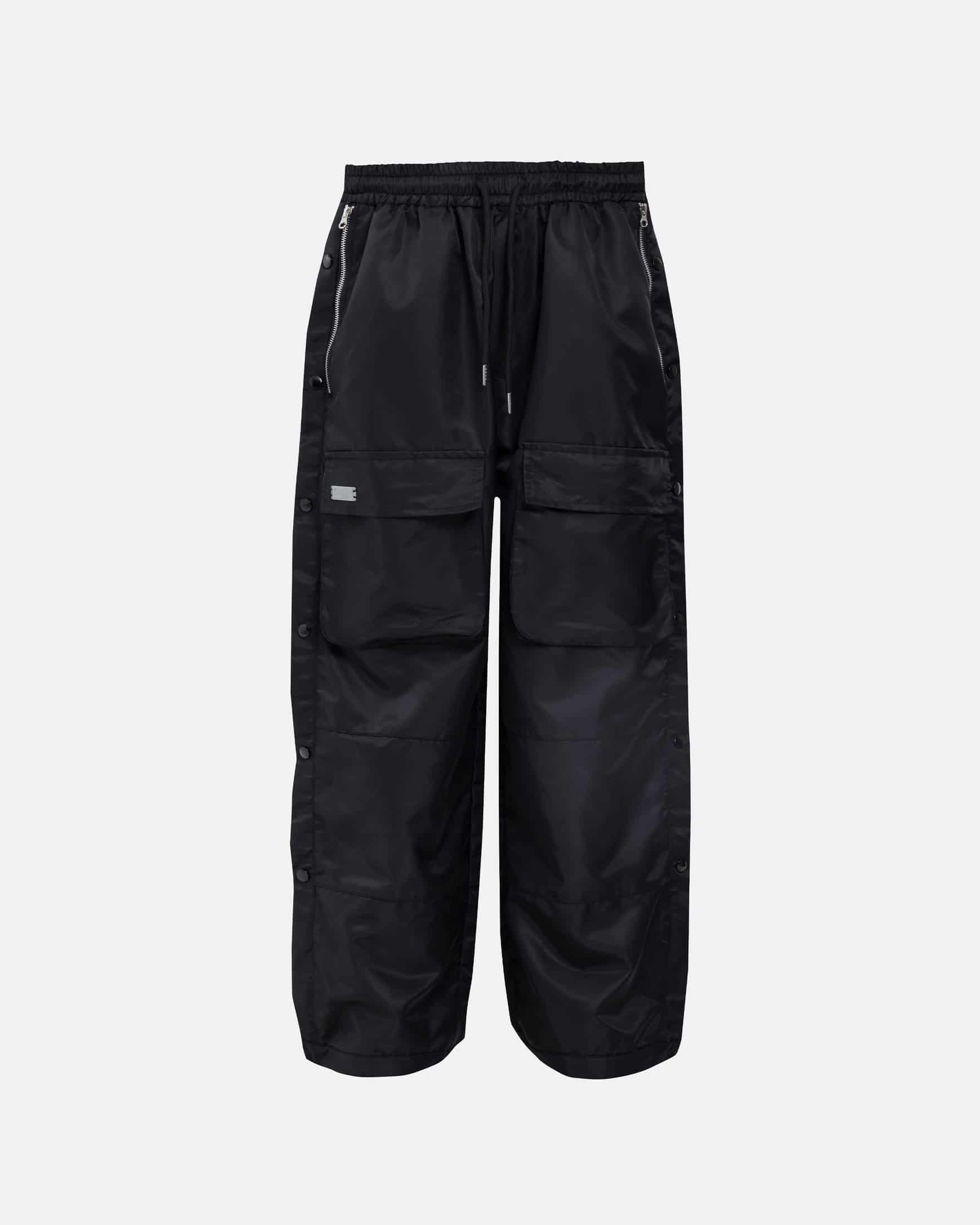 Basics Side Buttons Cargo Pants Black - miniatura 1