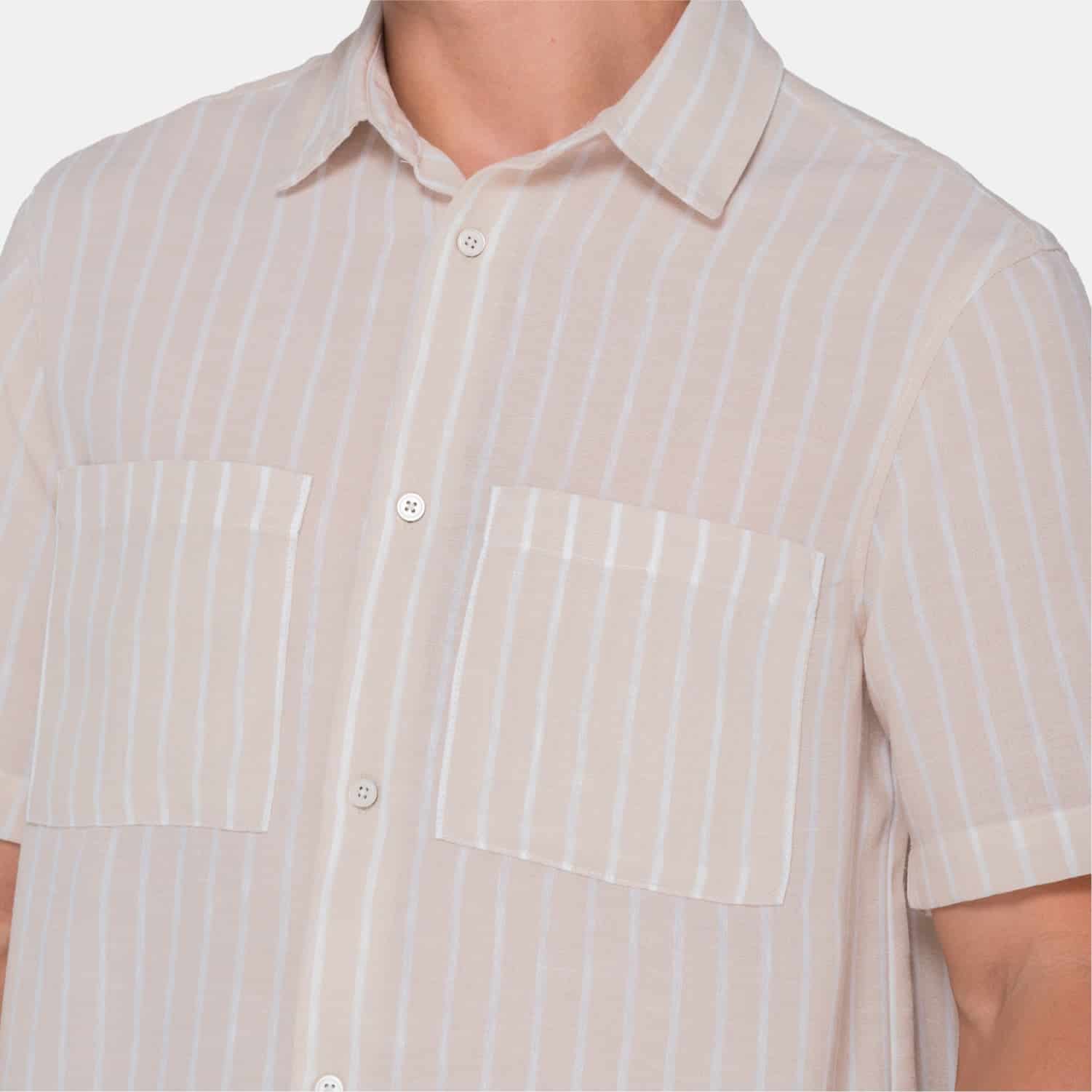 Vertical Stripes S/S Shirt Beige - miniatura 3