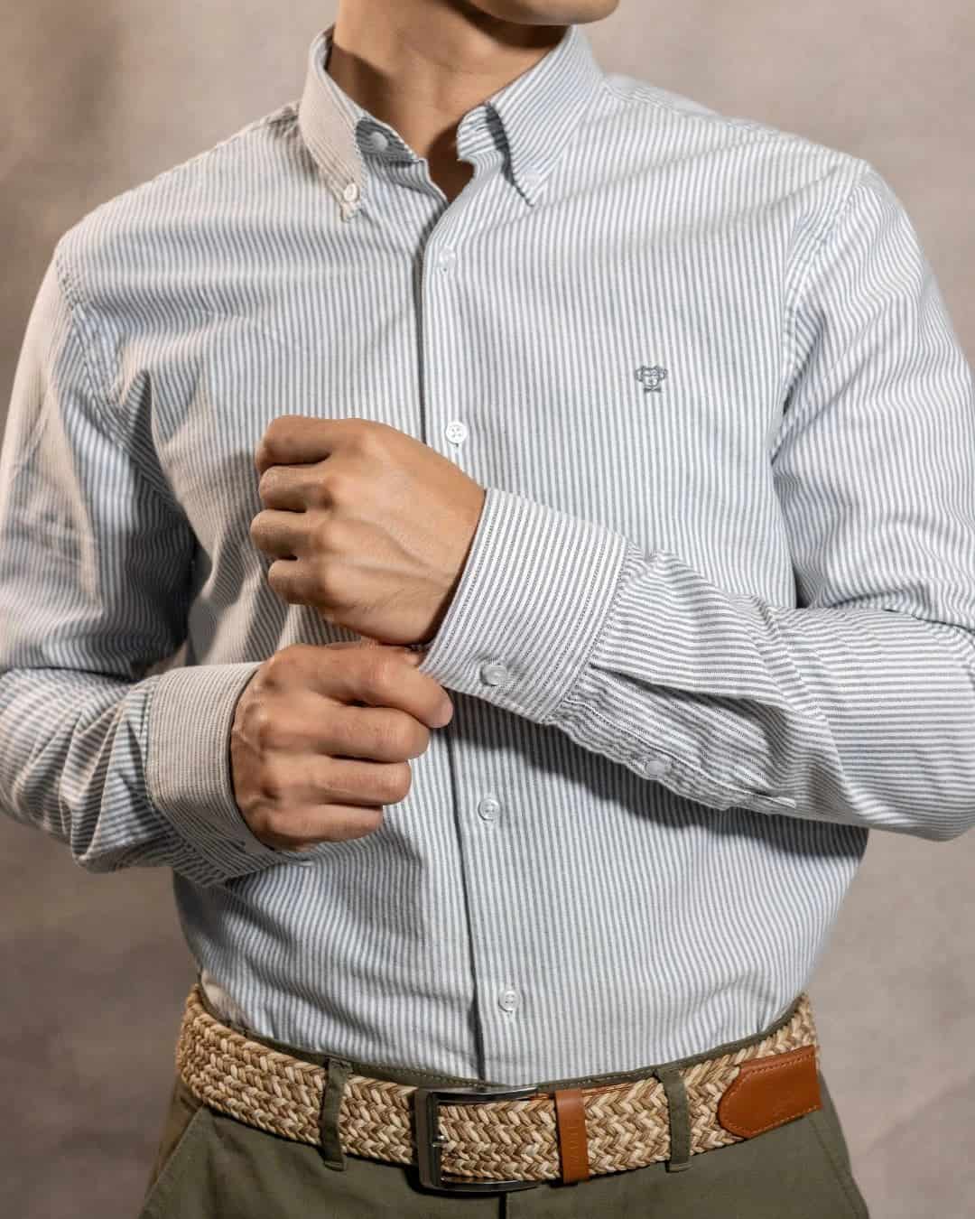 Camisa Antimanchas Oxford Rayas Dark Grey Cornell - miniatura 5