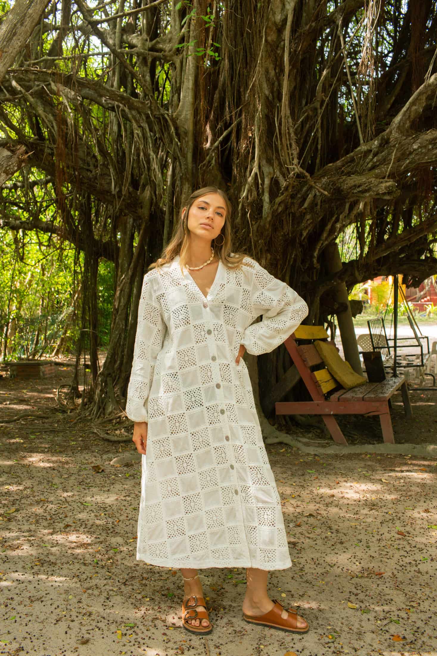 Vestido M Kamala Largo Blanco - miniatura 1