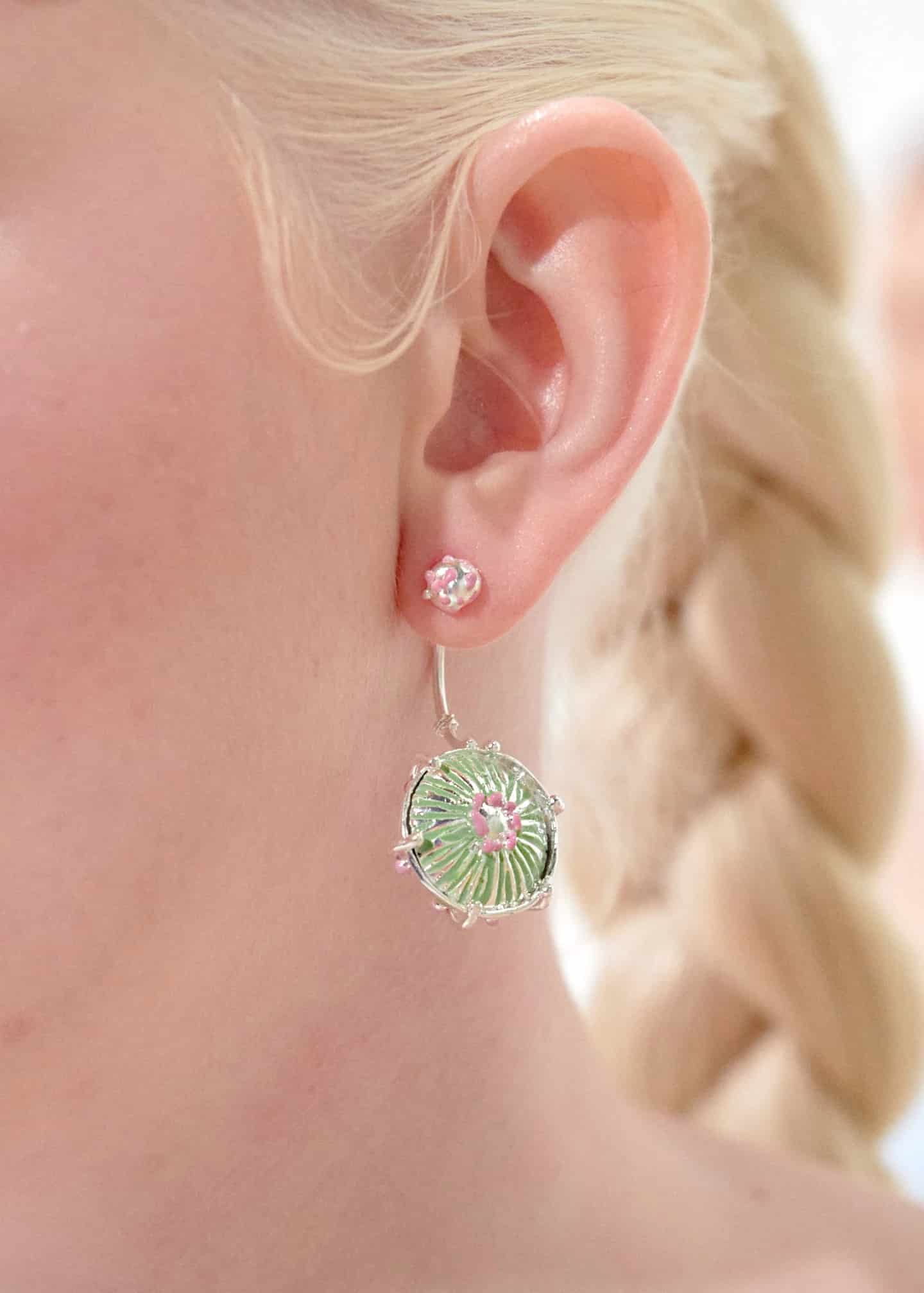 Aretes maxi sombrerito pistacho lila - miniatura 3