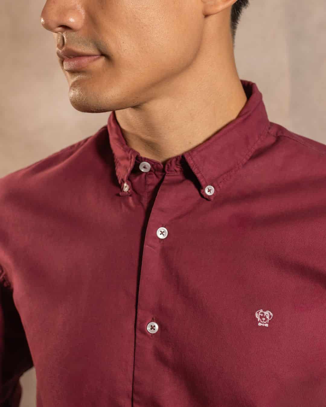 Camisa Antimanchas Oxford Vino - miniatura 2