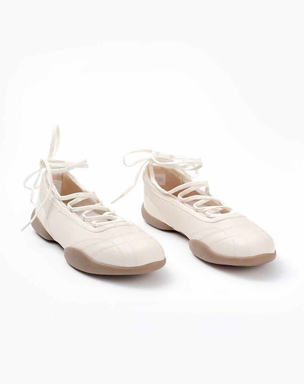 Baletas cordones beige mujer - miniatura 2