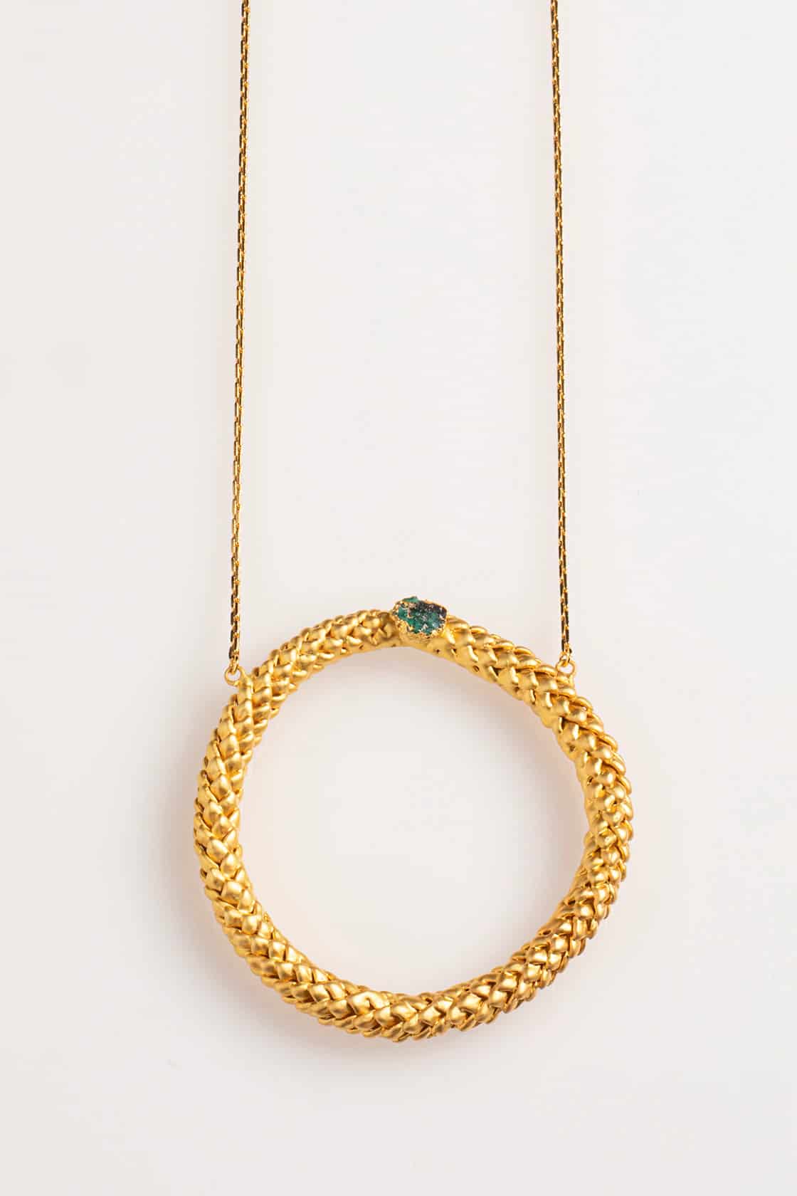 NORFOLK LONG NECKLACE AND ROUGH EMERALD - miniatura 1