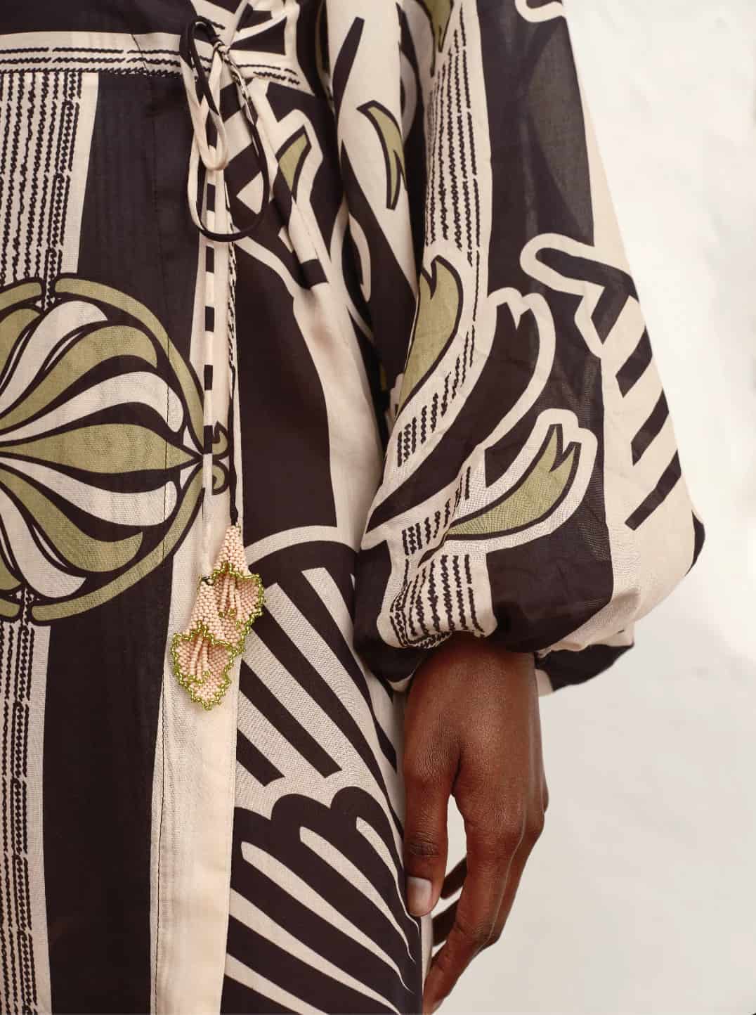 Hojarasca Cotton Silk Maxi Dress / Navy Ornament Stripes - miniatura 3