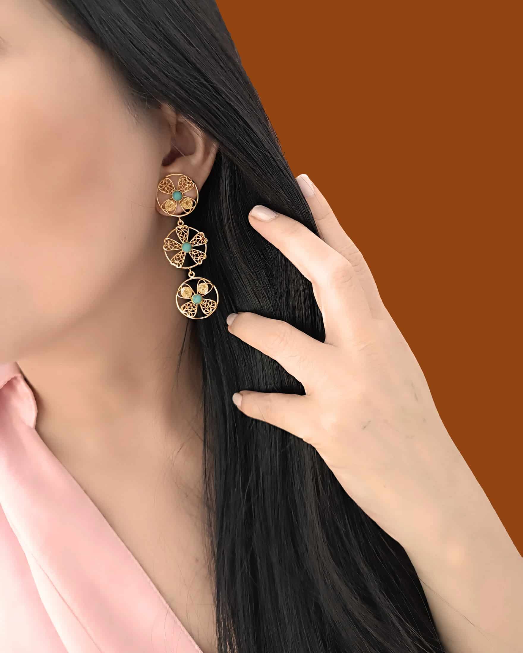 Aretes tripe circulo en filigrana Celina - miniatura 9