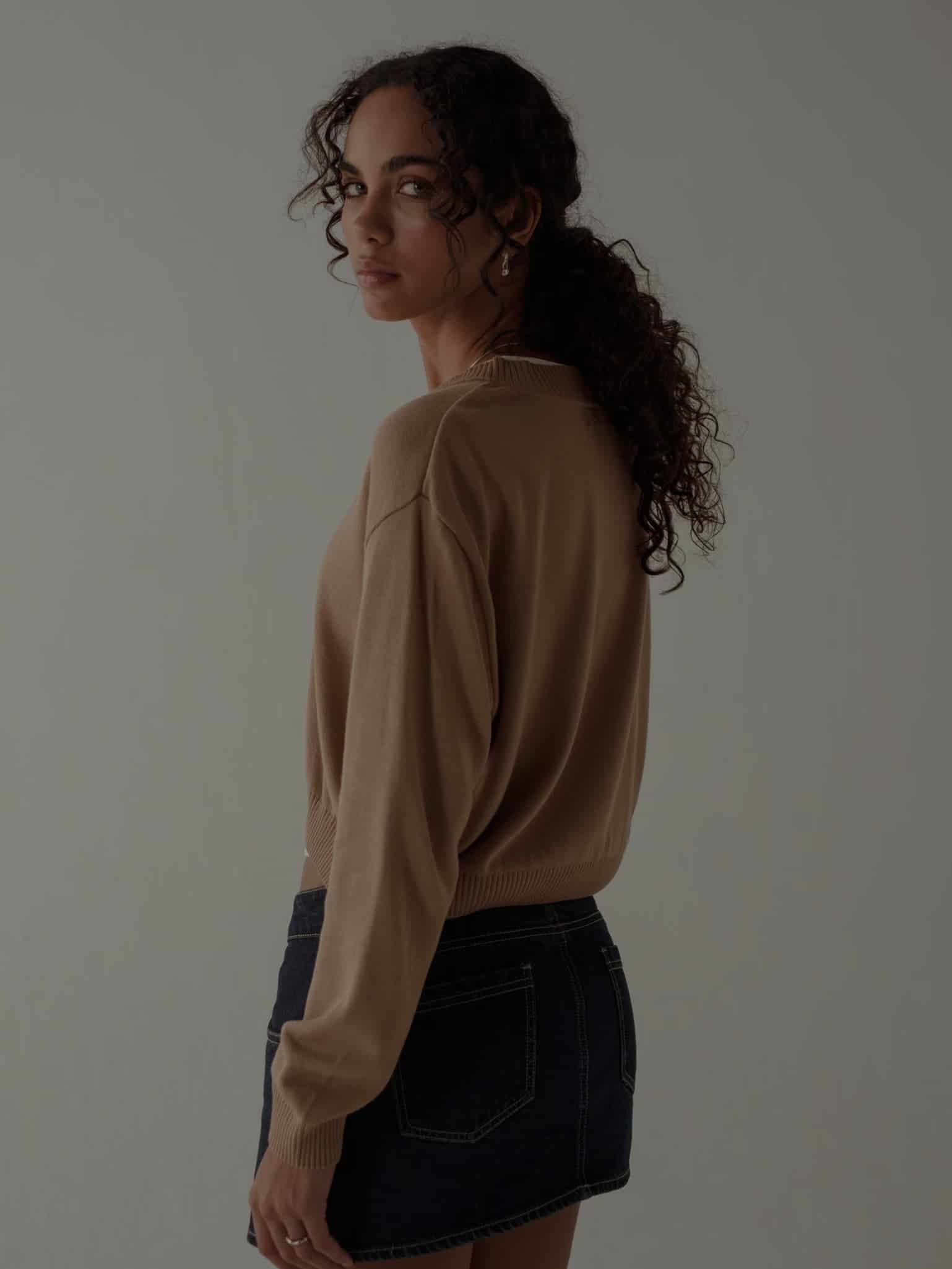 ONE HALF V-NECK KNIT SWEATER - SEPIA - miniatura 6