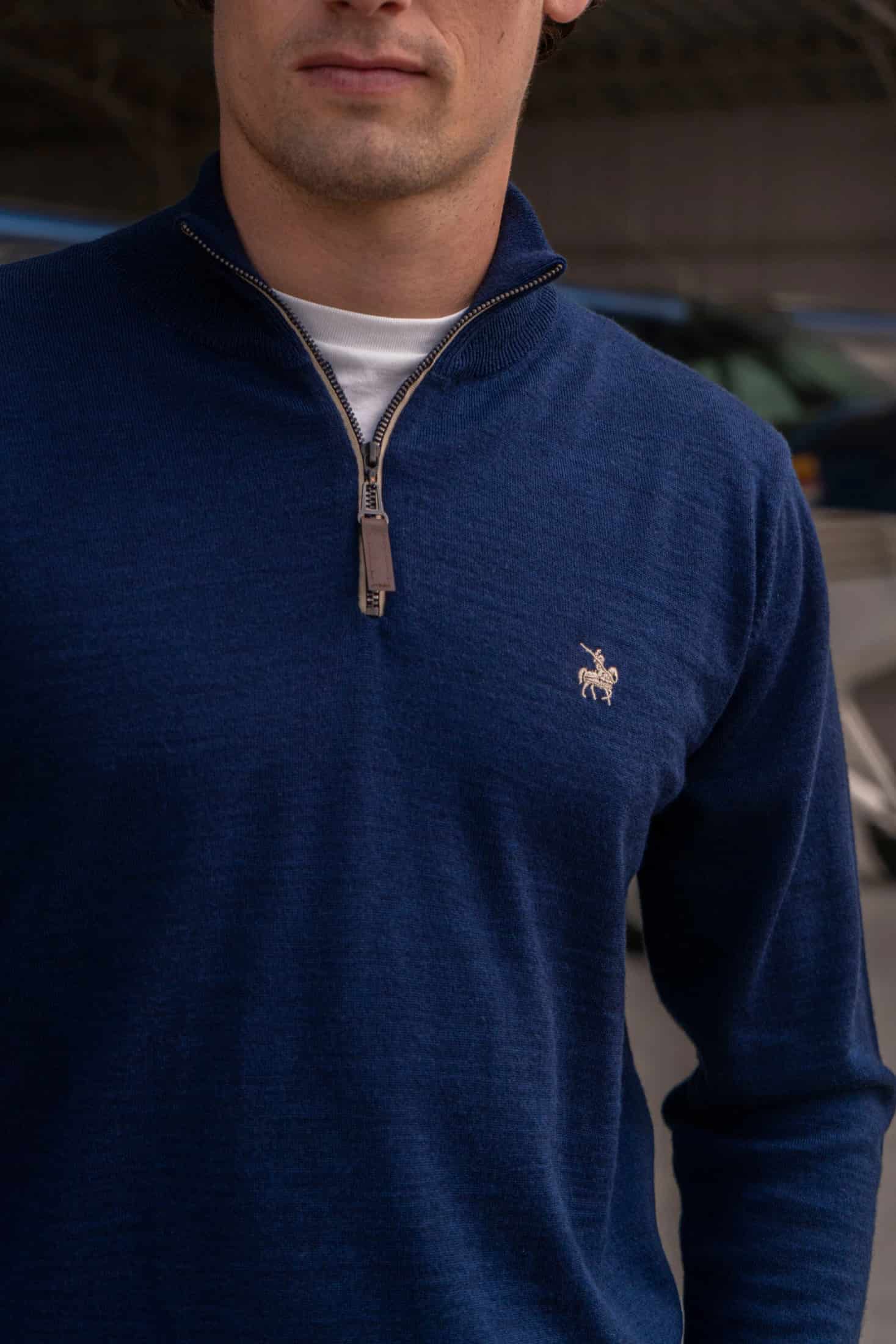 Suéter Halfzip Merino Azul Oscuro - miniatura 3