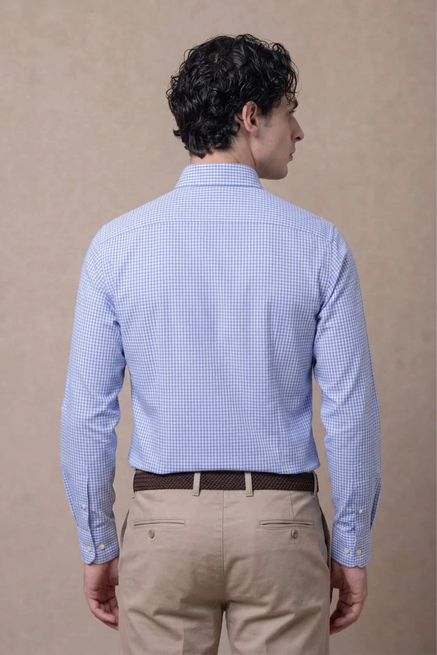Camisa Antimanchas Popelina Cuadros Azul Claro Logo Combinado - miniatura 14