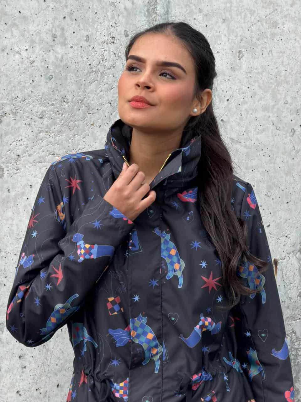 Chaqueta Parka Estampada Negra - miniatura 2