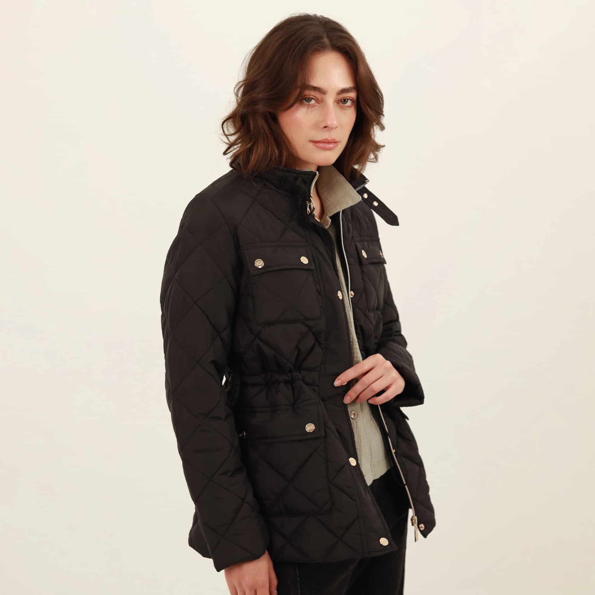 Chaqueta larga acolchada con ajuste en cintura - miniatura 2