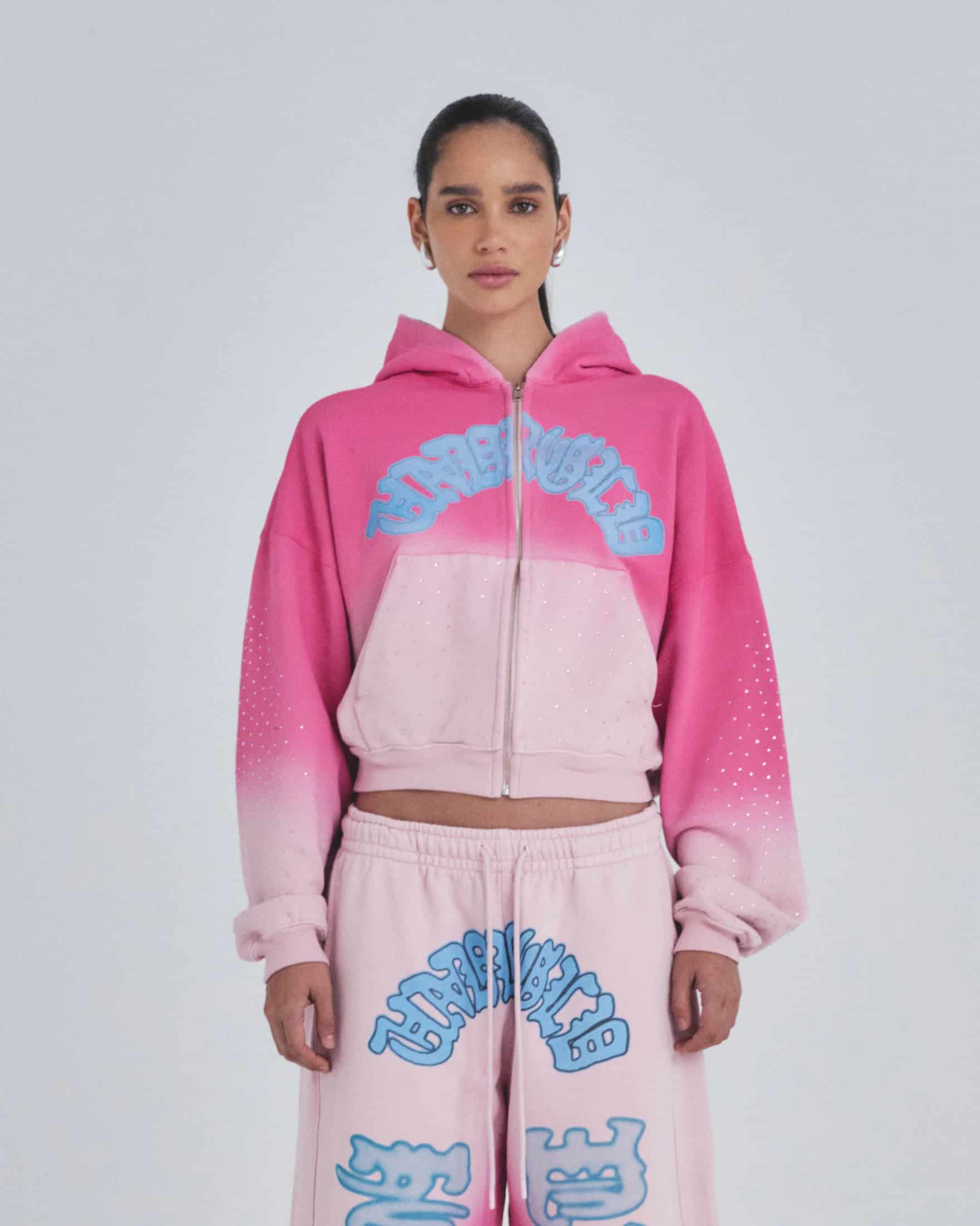 W Holy State UNDRGLD Zip Up Boxy Fit Hoodie Faded Pink - miniatura 2