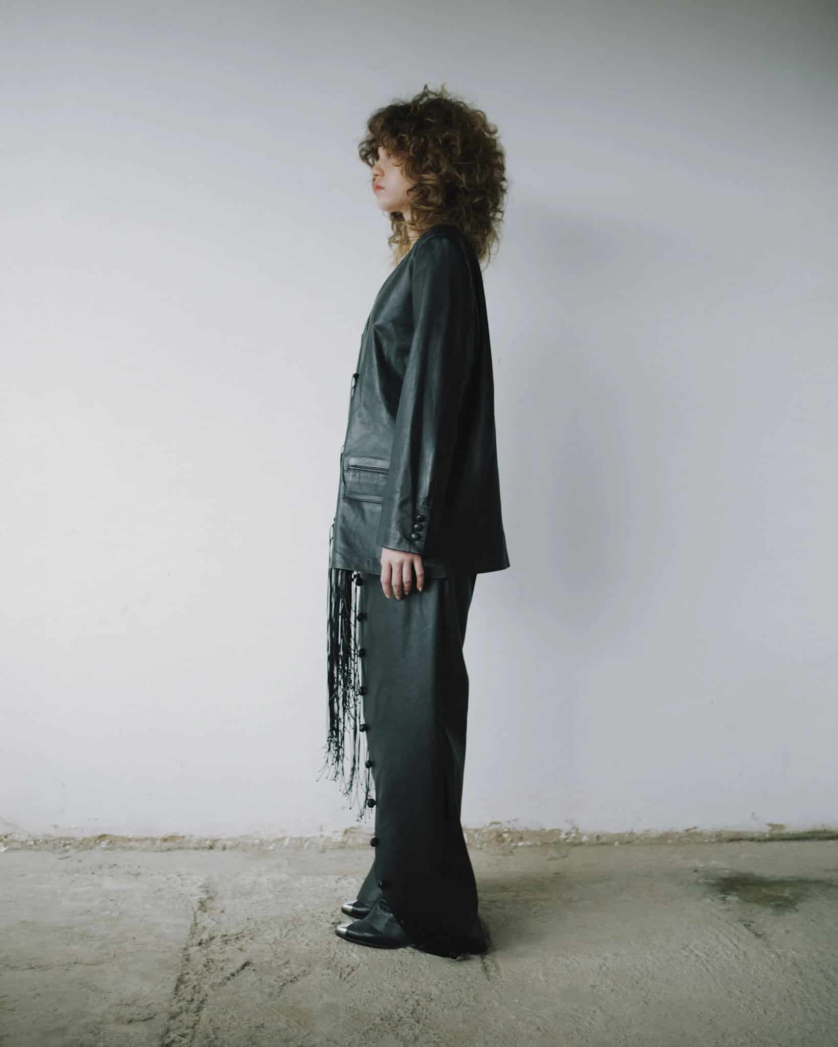 CROSSED LEATHER TROUSERS - miniatura 4