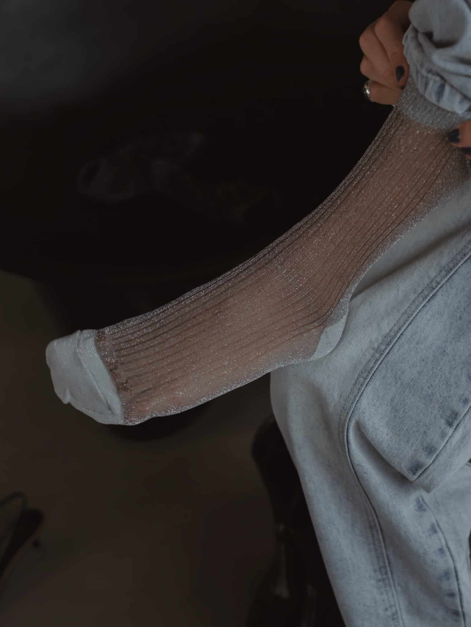 MESH SHINY SOCKS - PLATINUM - miniatura 2