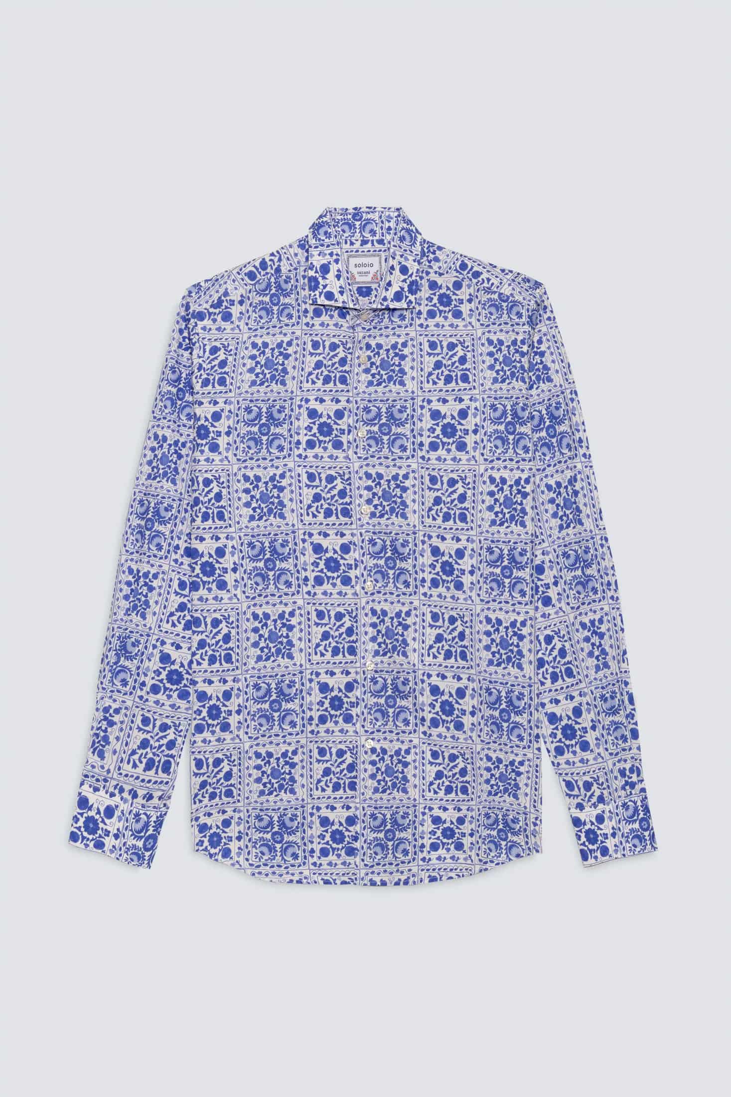 Men's cotton shirt white ferghana - miniatura 1