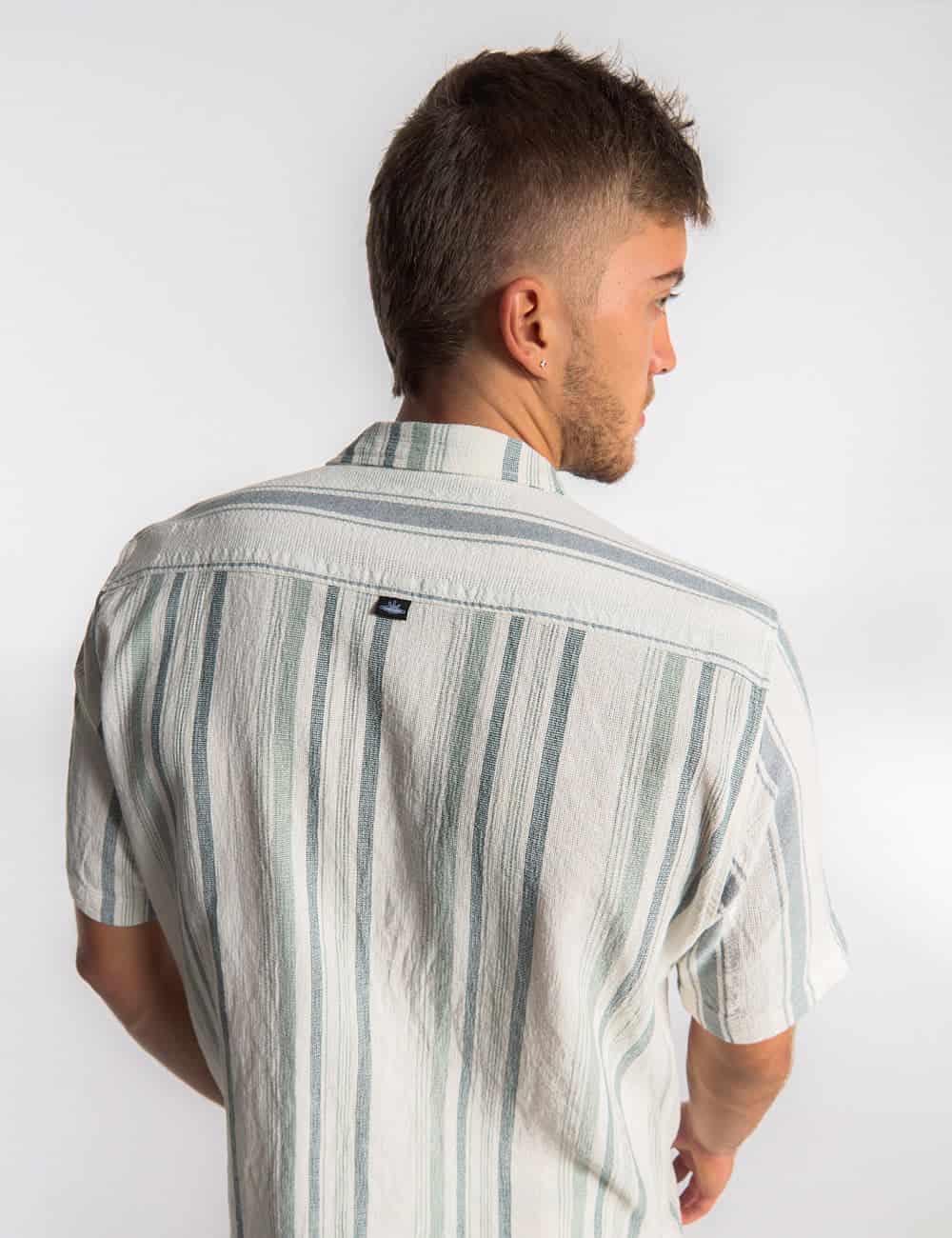 Camisa Cuello Sport manga corta Surf line crudo + verde Hombre - miniatura 3