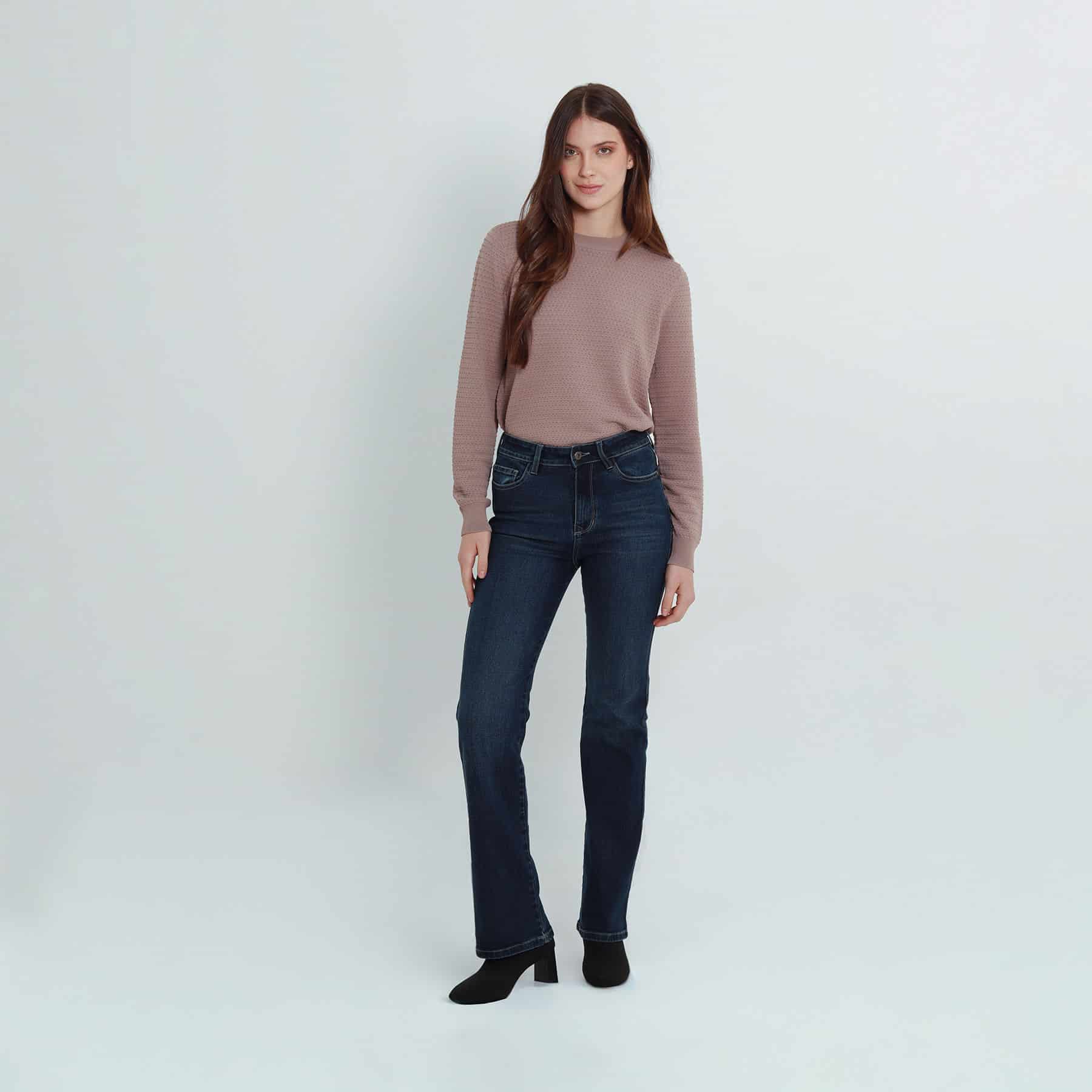 Sweater tejido texturizado cuello redondo manga larga - miniatura 5