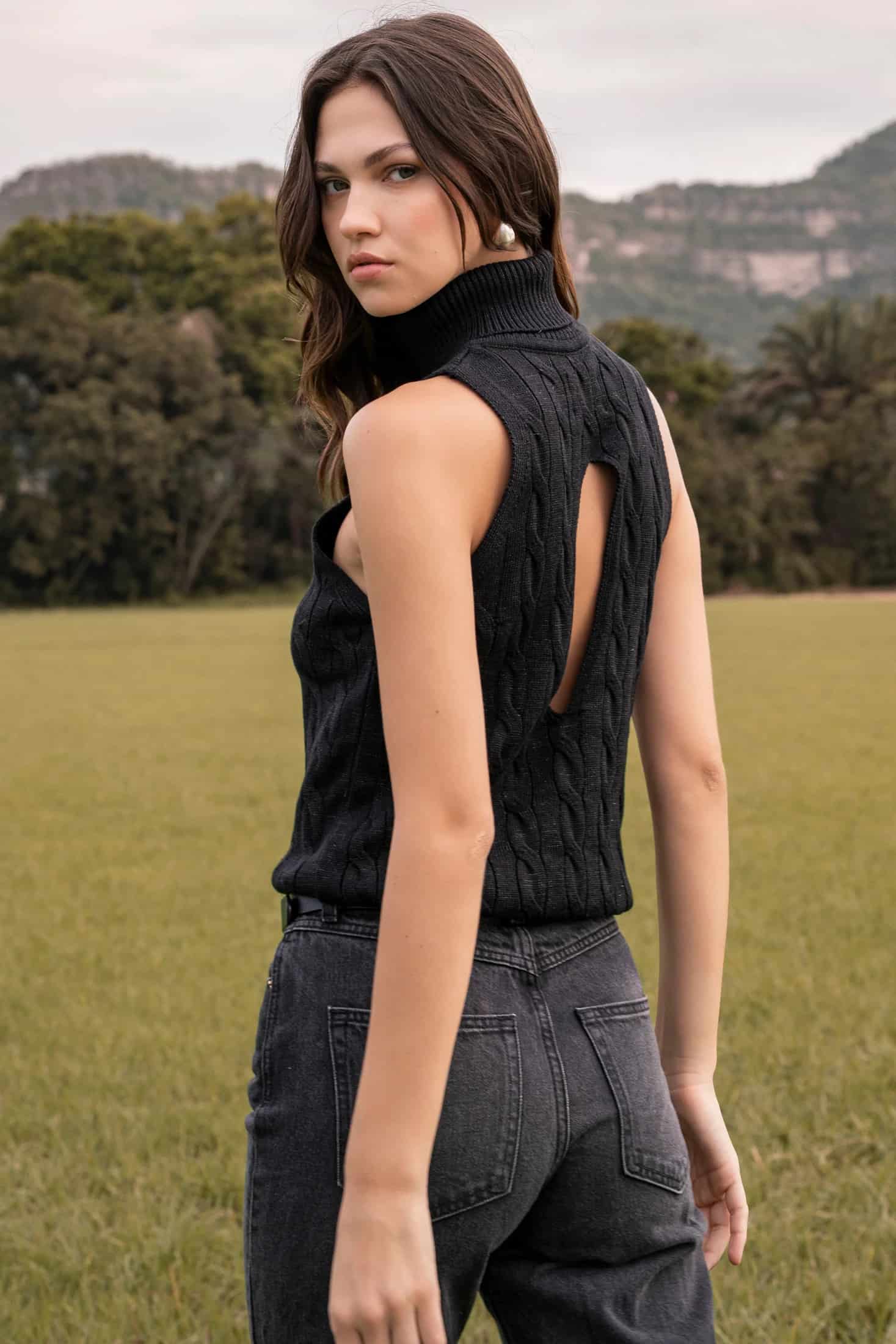 Top Aura Shine Mujer Negro - miniatura 7