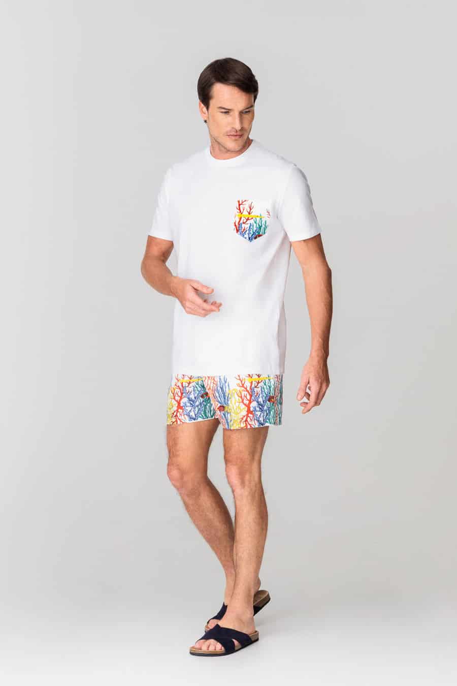 Men's cotton t-shirt pocket vega white - miniatura 2