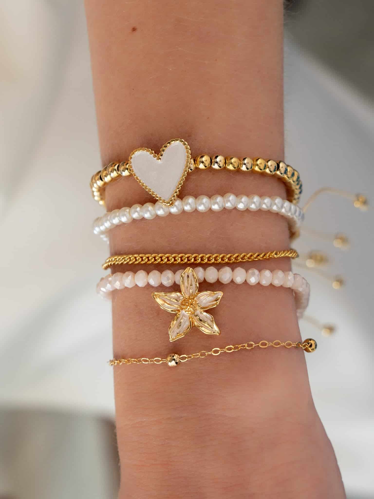 Set X5 Pulseras Flor + Aretes - miniatura 2