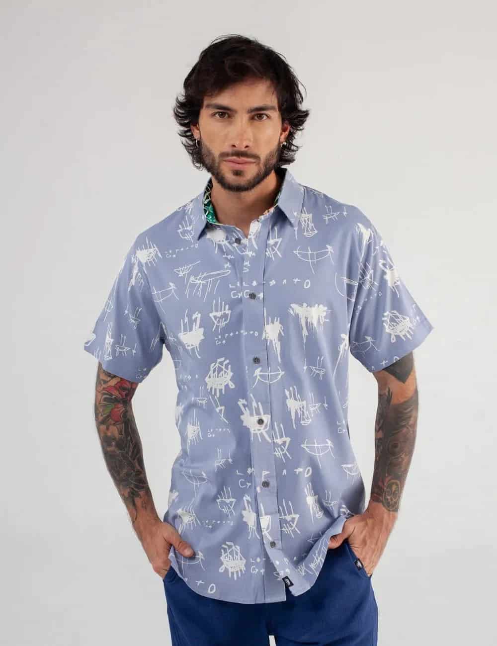 Camisa Regular Fit Le Panto Azul claro Hombre - miniatura 1