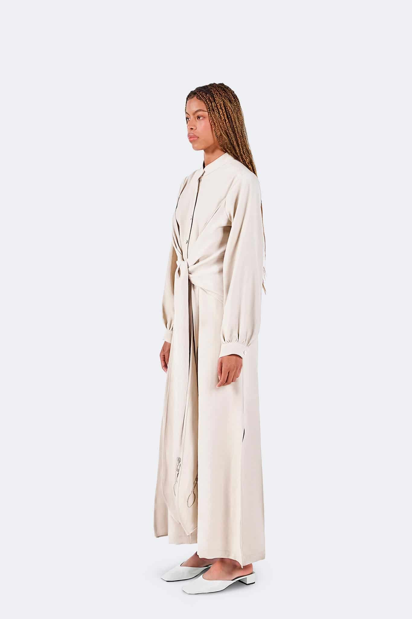 Vestido Zigze Anudado - Marfil - miniatura 3