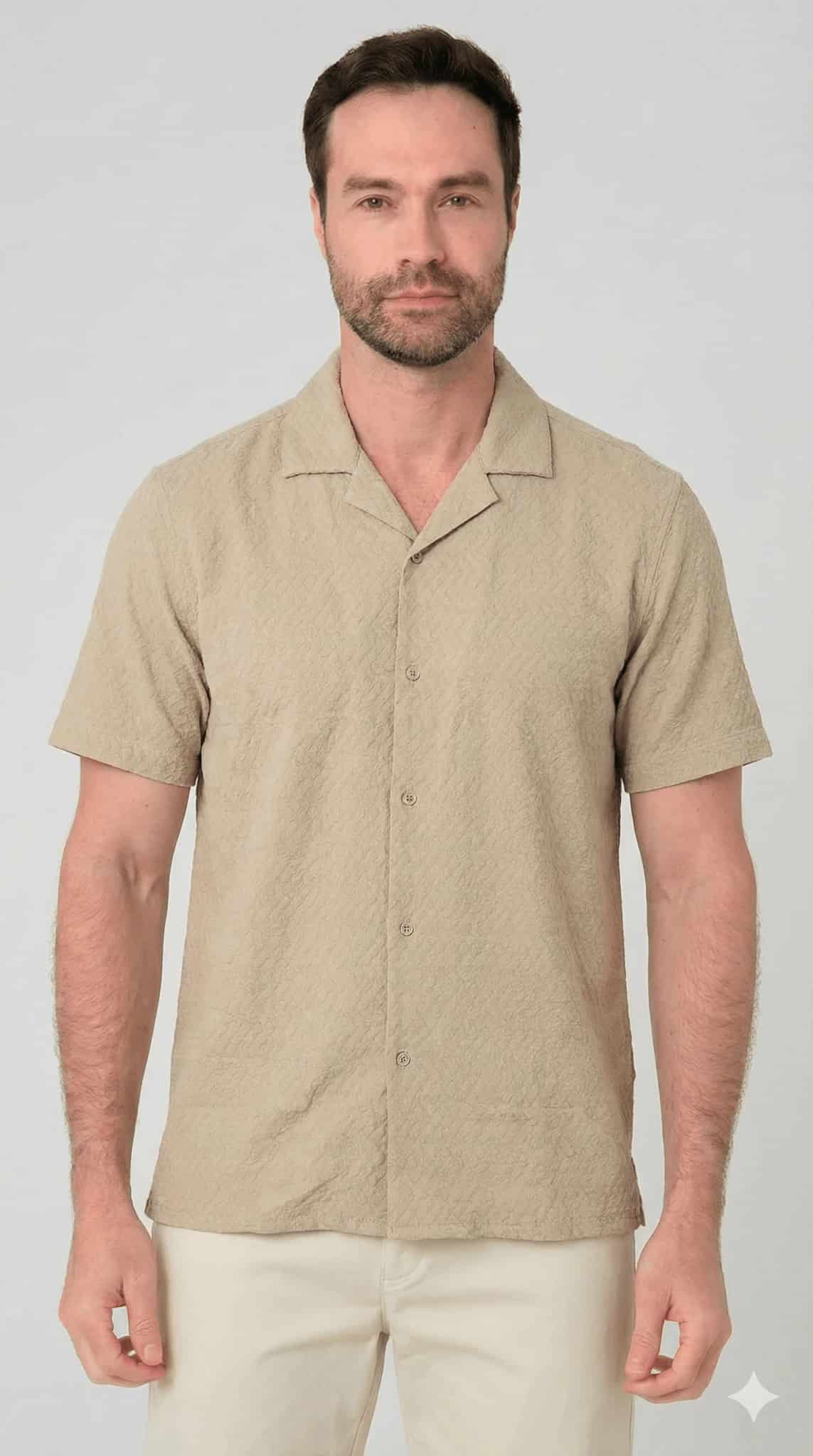 Camisa manga corta con textura para hombre Jon Sonen 027225019 - miniatura 1