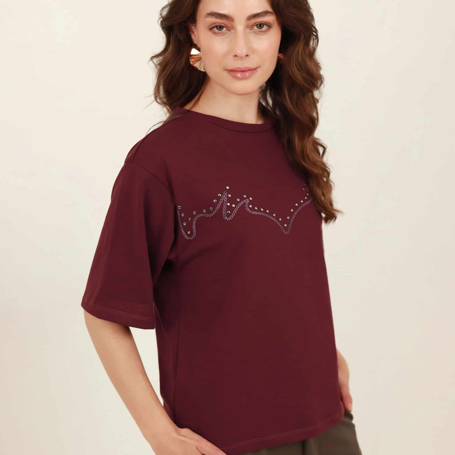 Camiseta cuello redondo manga corta estampado con lentejuelas - miniatura 5