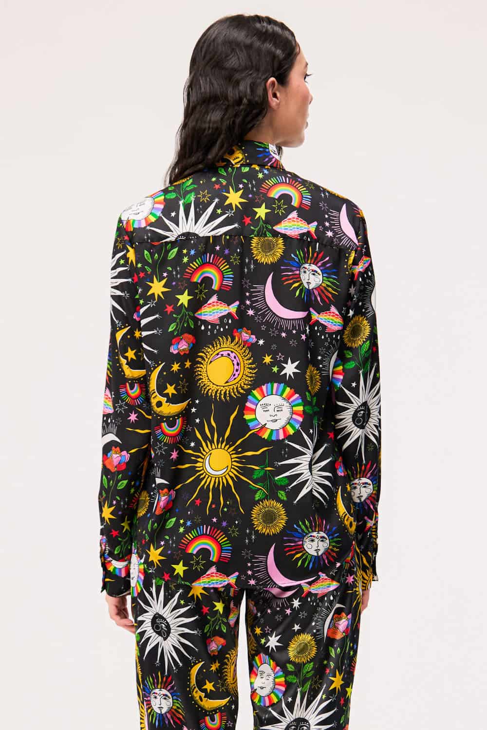 Camisa Manga Larga Unisex / Estampado Madre Luna, Padre Sol Negra - miniatura 4