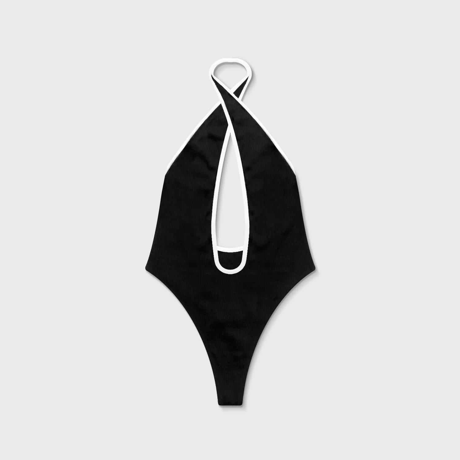 Shadow Halter Ribbed Bodysuit - Black - miniatura 1