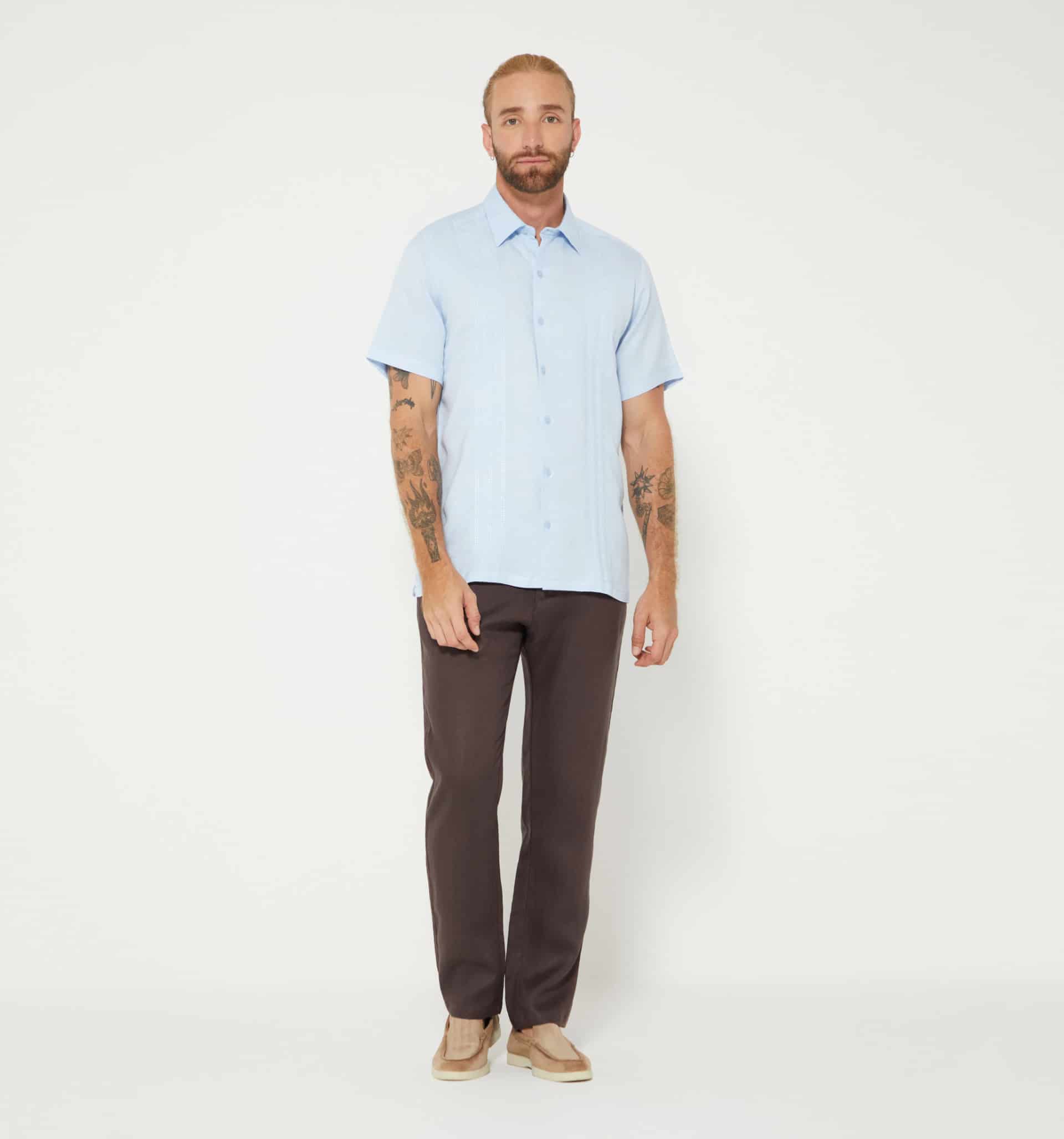Camisa de lino guayabera para hombre m/c - miniatura 3