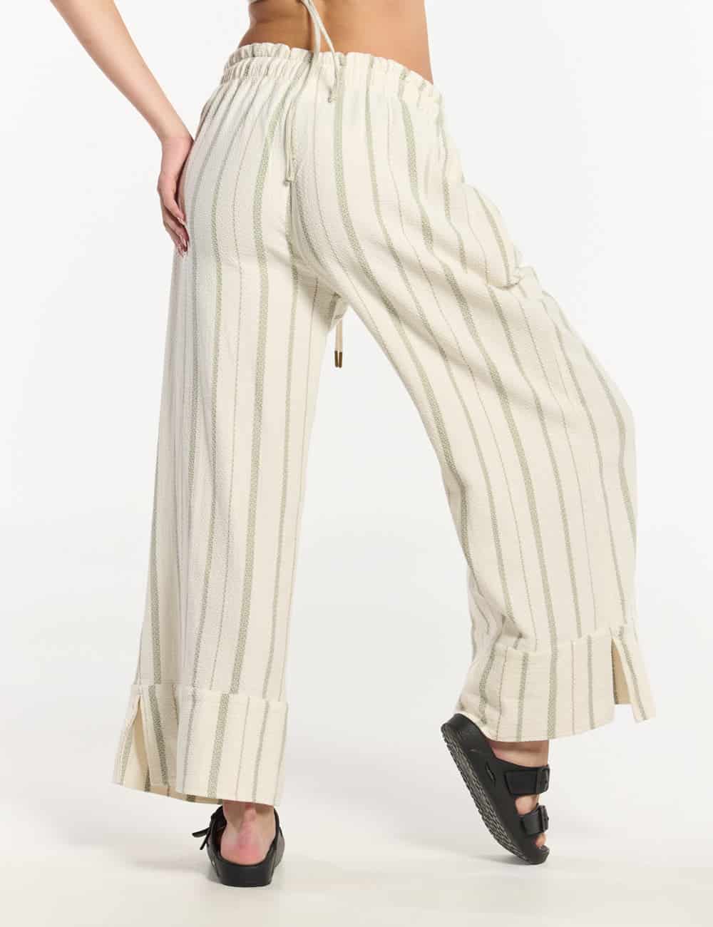 Pantalón Palazzo Raíz  crudo + verde Mujer - miniatura 2