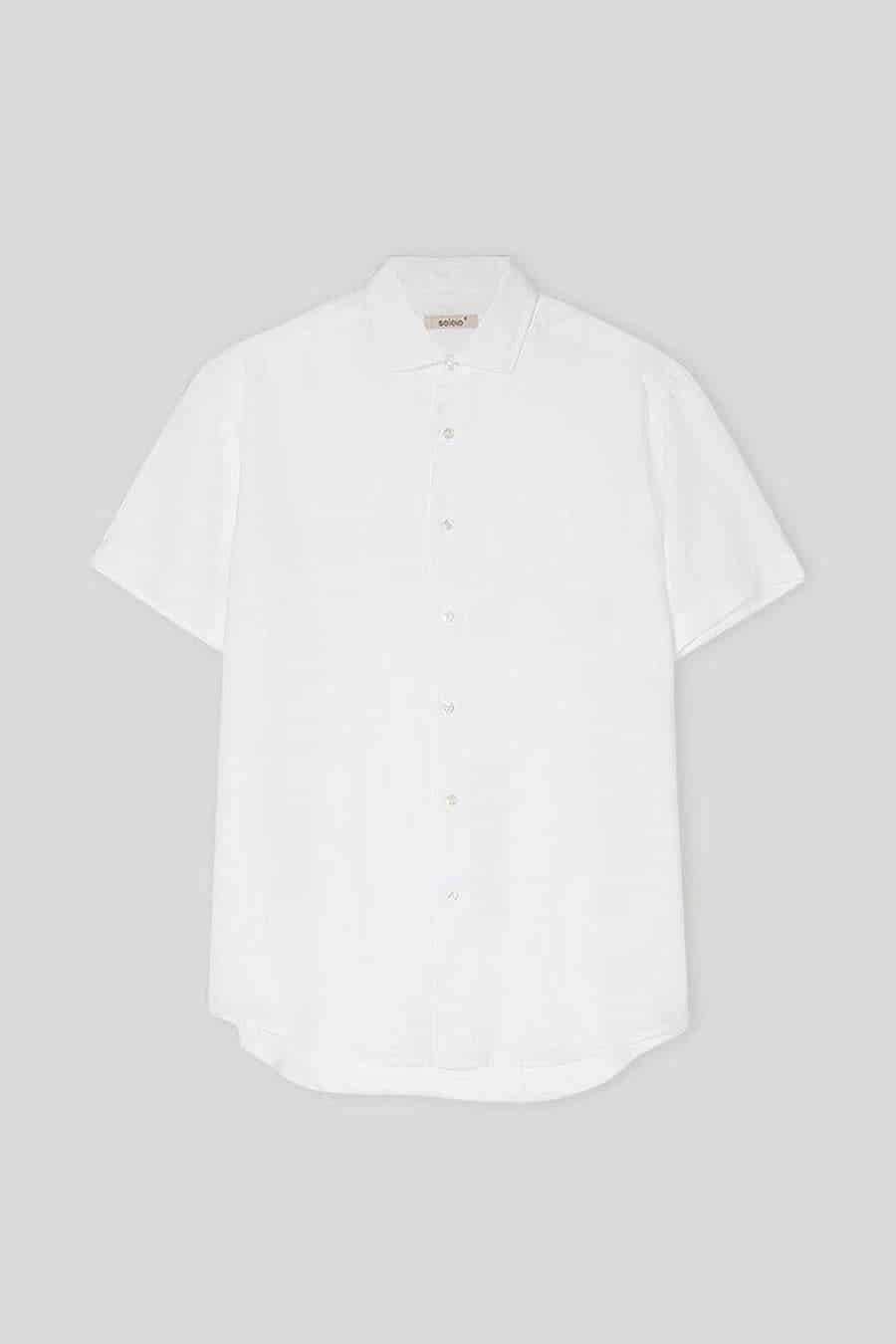Men's linen shirt white - miniatura 1